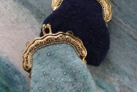 Handmade Beaded Felt Coin Purse with Vintage Clasp