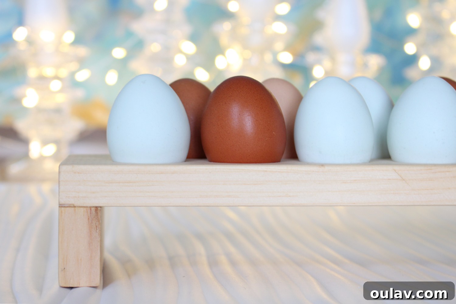 Simple Wood Egg Tray Build 28 DIY wooden egg holder - A wide shot of the rustic wooden egg holder, showcasing its natural texture and practical design.