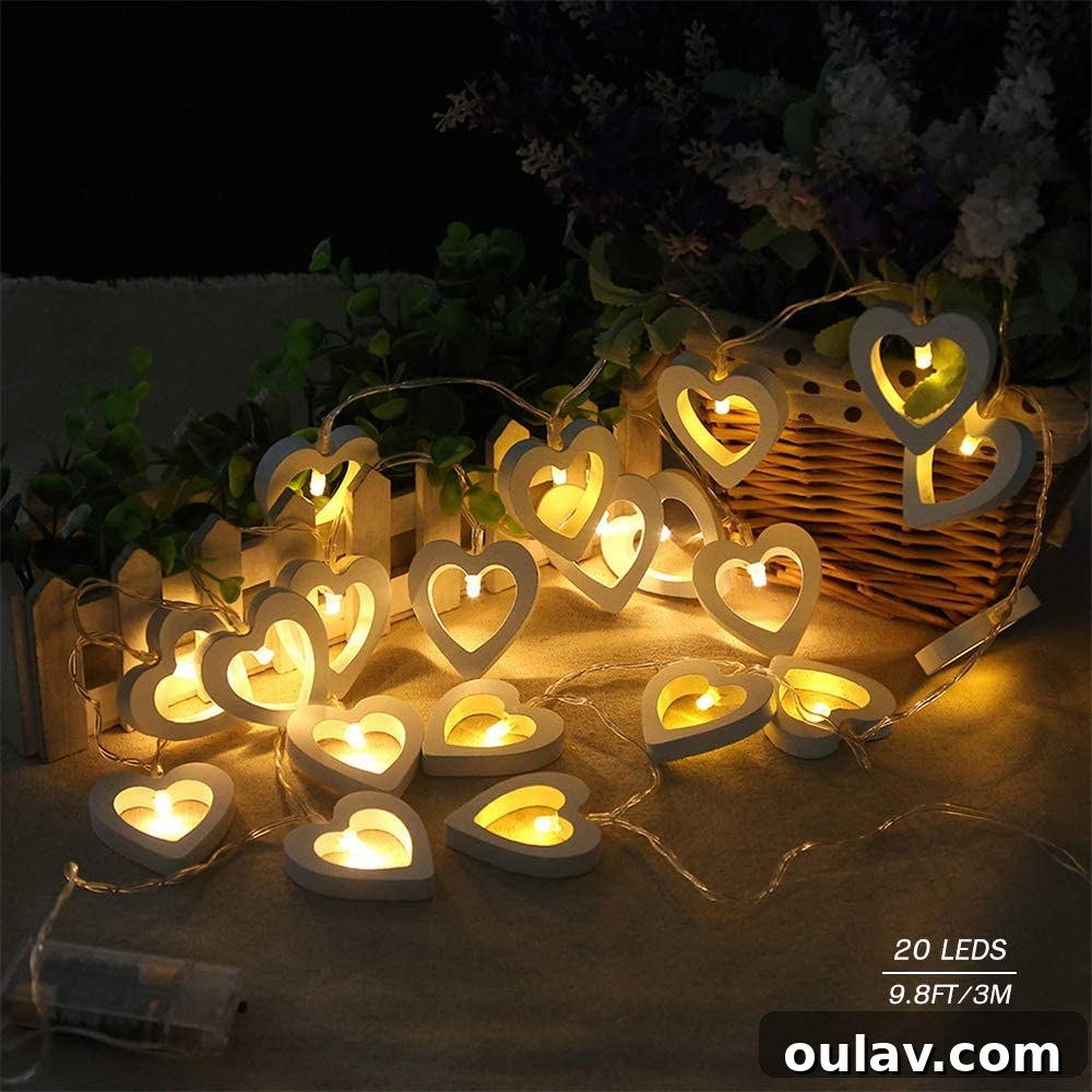 Modern Love Decor: A Red-Free Valentine's Palette 16 Romantic Heart Fairy Lights