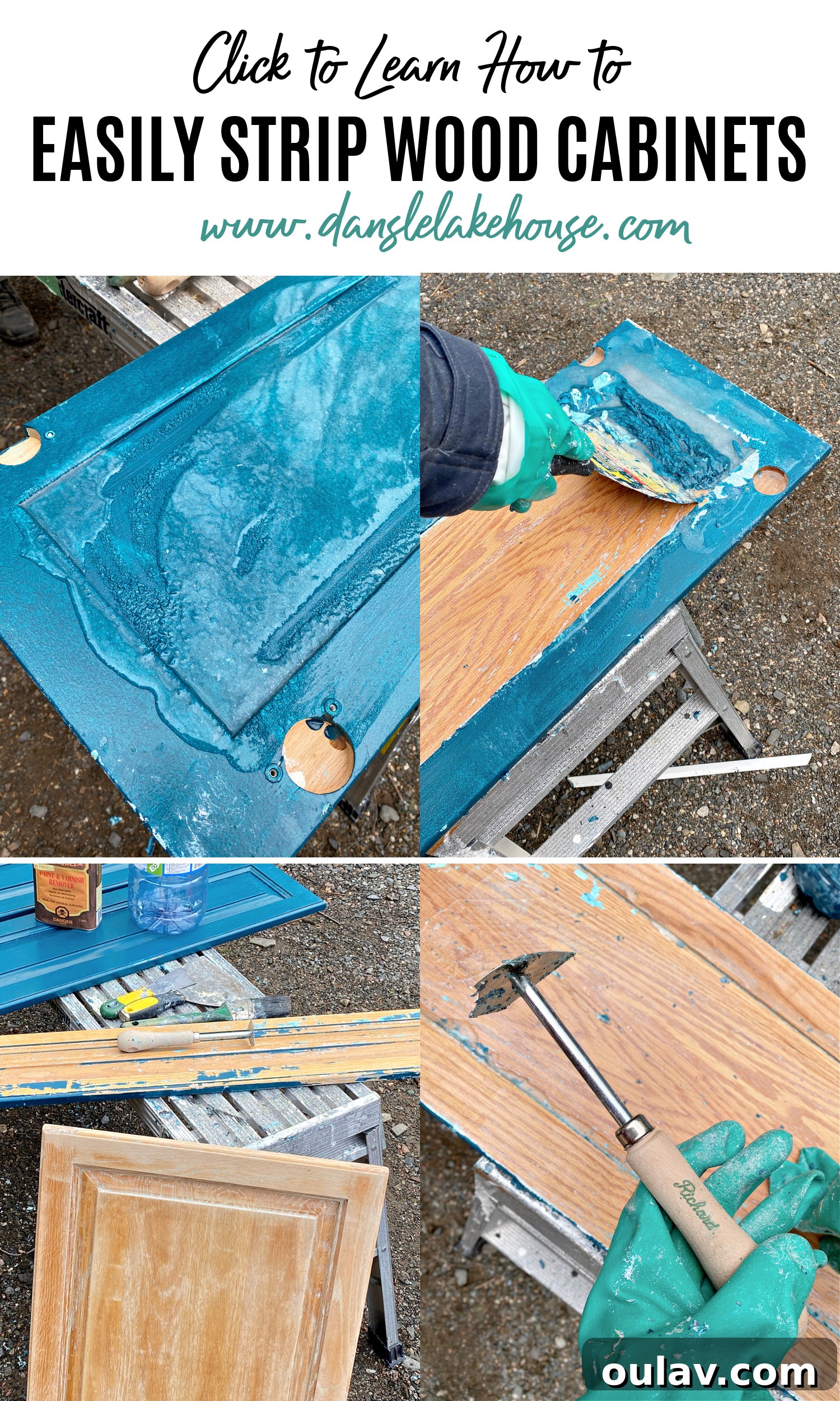 How to Easily Strip Wood Cabinets - Tips, Tricks and Products - Pinterest Pin