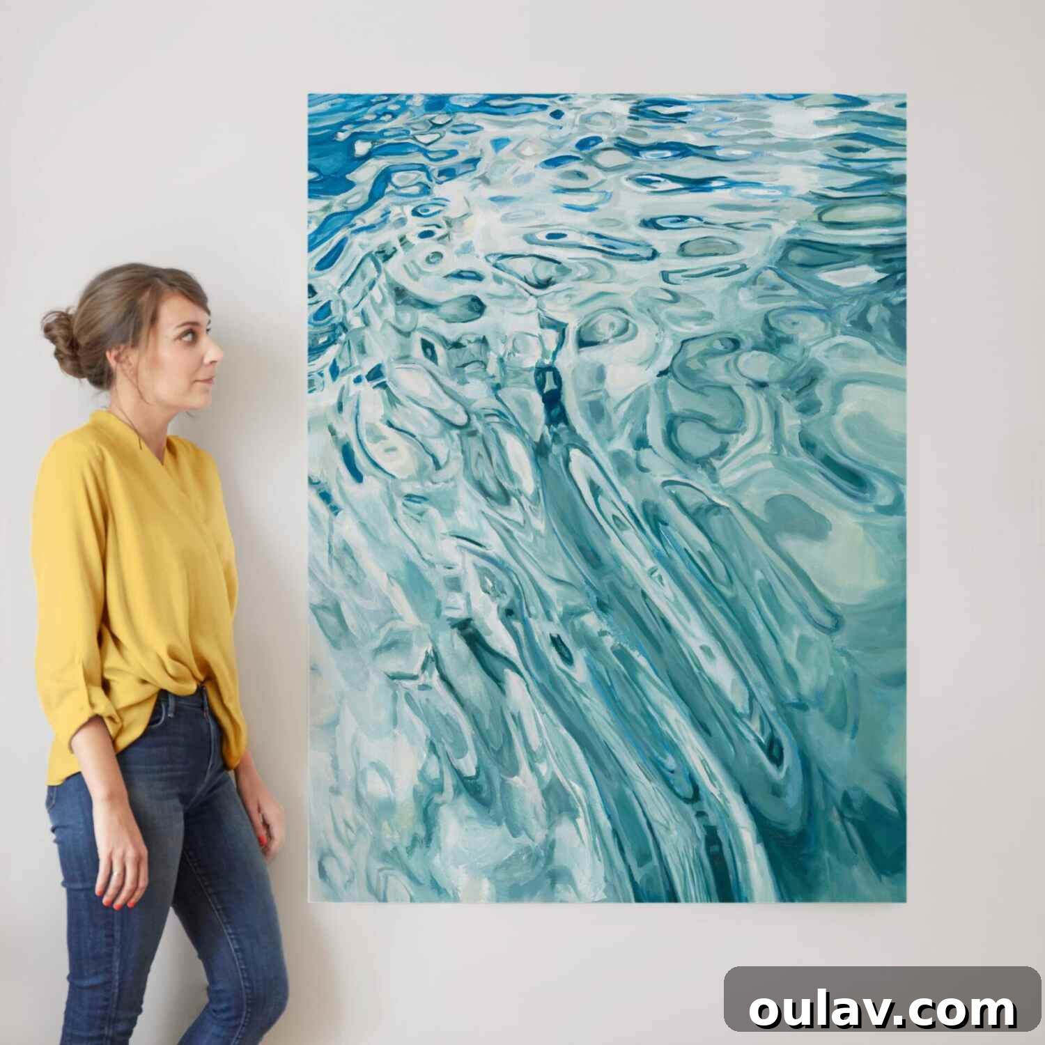Tranquil Water Ripple Wall Art Water Ripple Painting for Coastal Decor