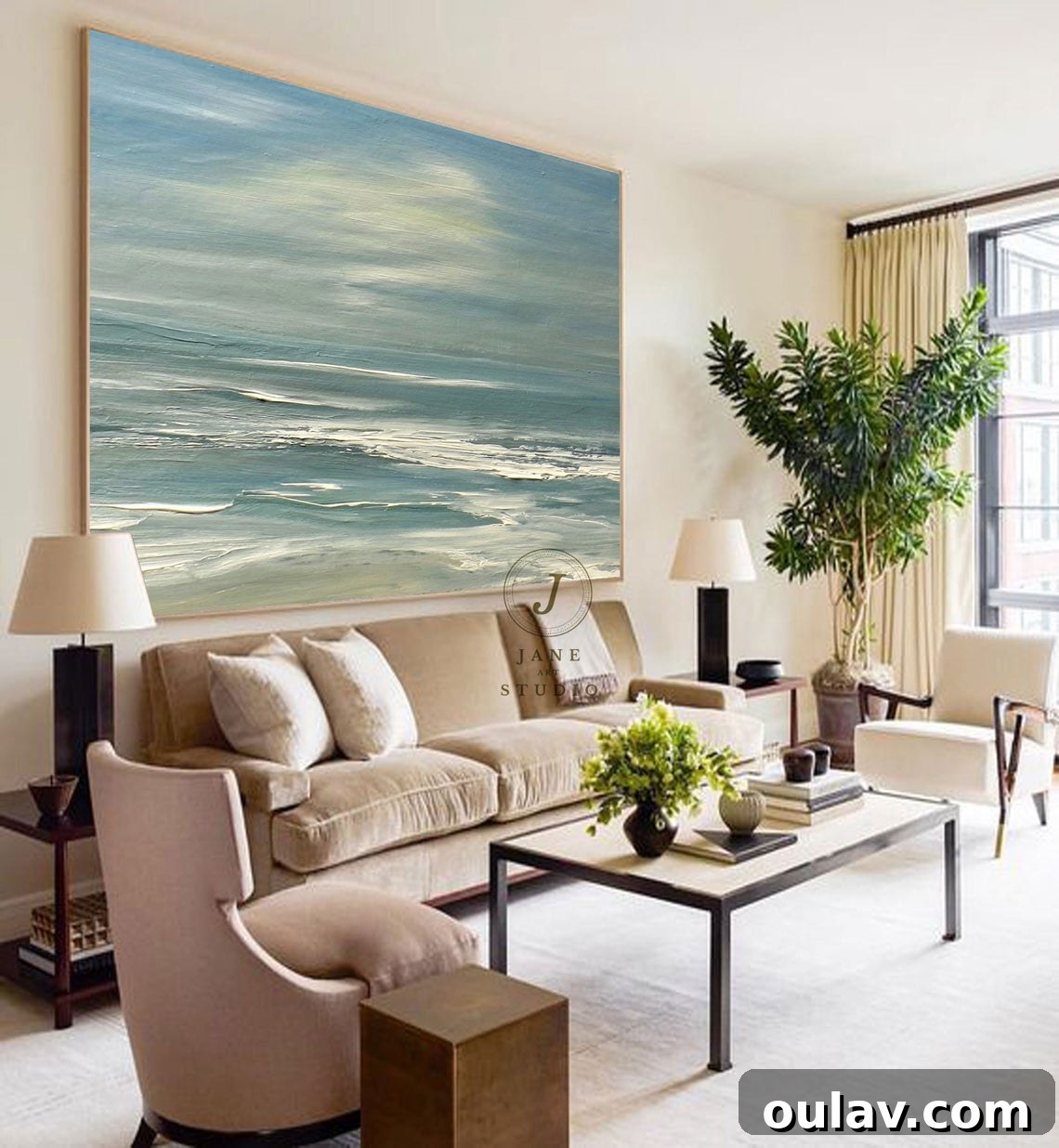 Affordable Large Coastal Abstract Art Large Coastal Painting for Statement Walls