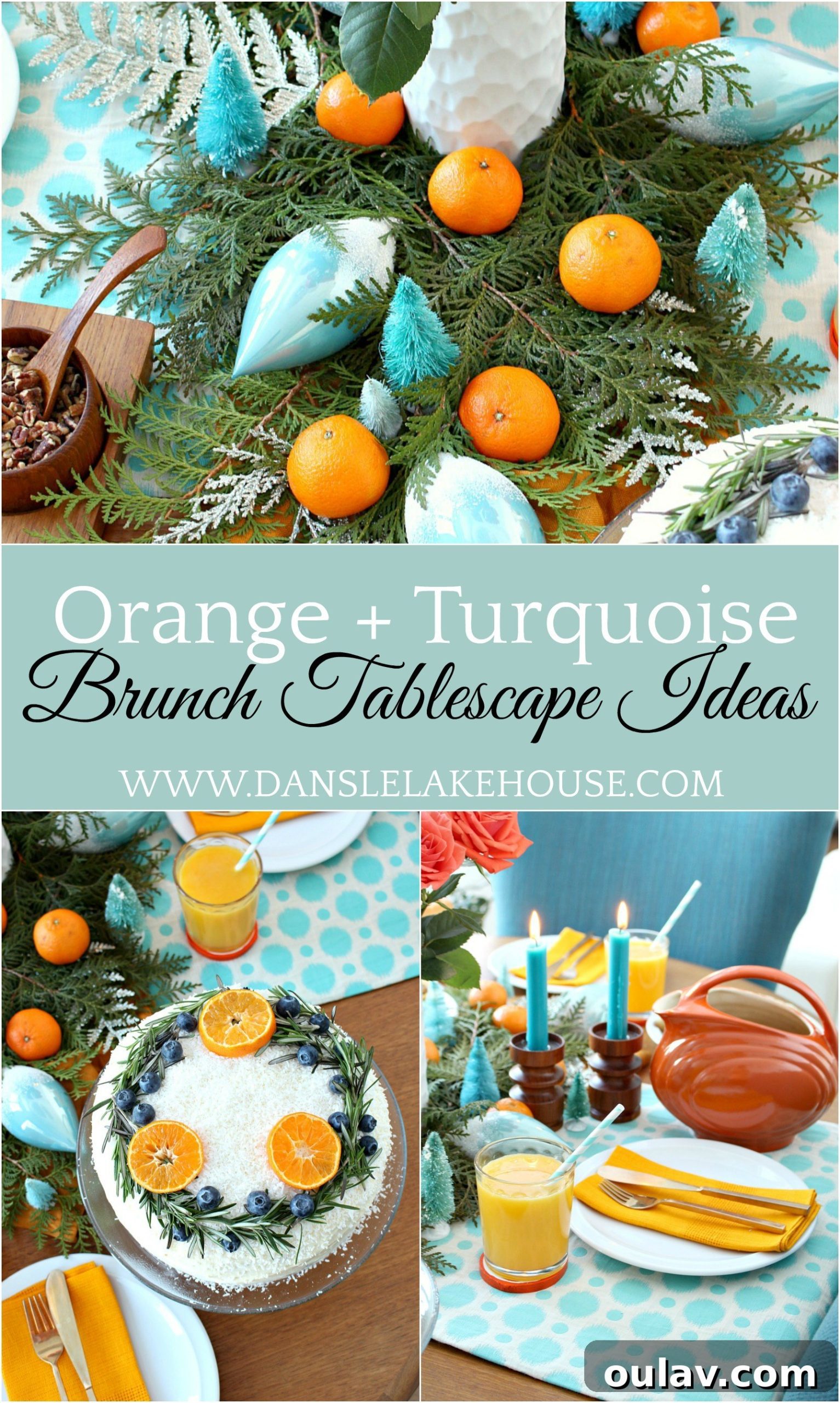 Festive Orange and Turquoise Brunch Tablescape 4 citrus brunch decor ideas - orange and turquoise tablescape