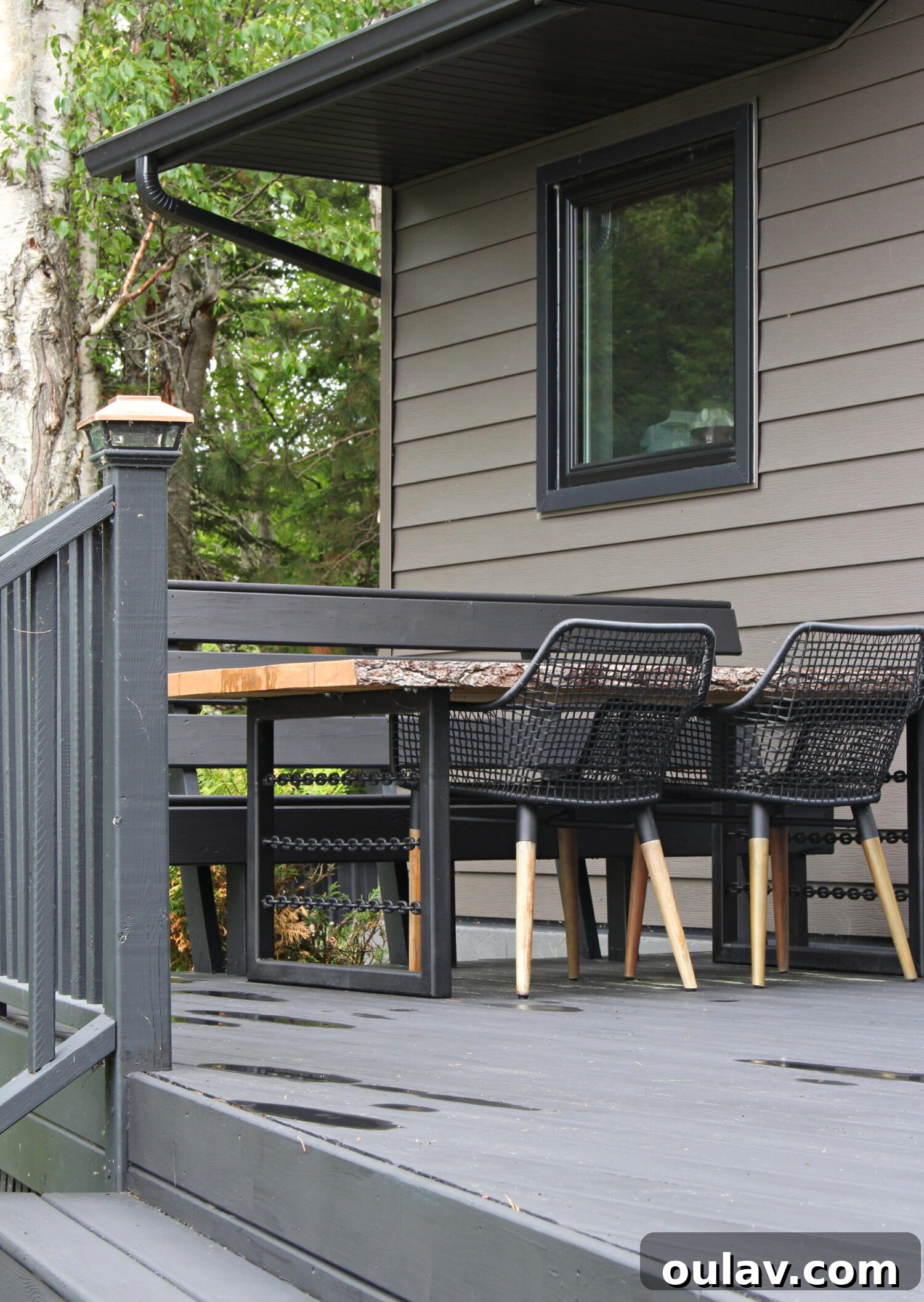 Unveiling Our Lake House Outdoors 13 Handcrafted Live Edge Patio Table with Welded Chain Legs Design
