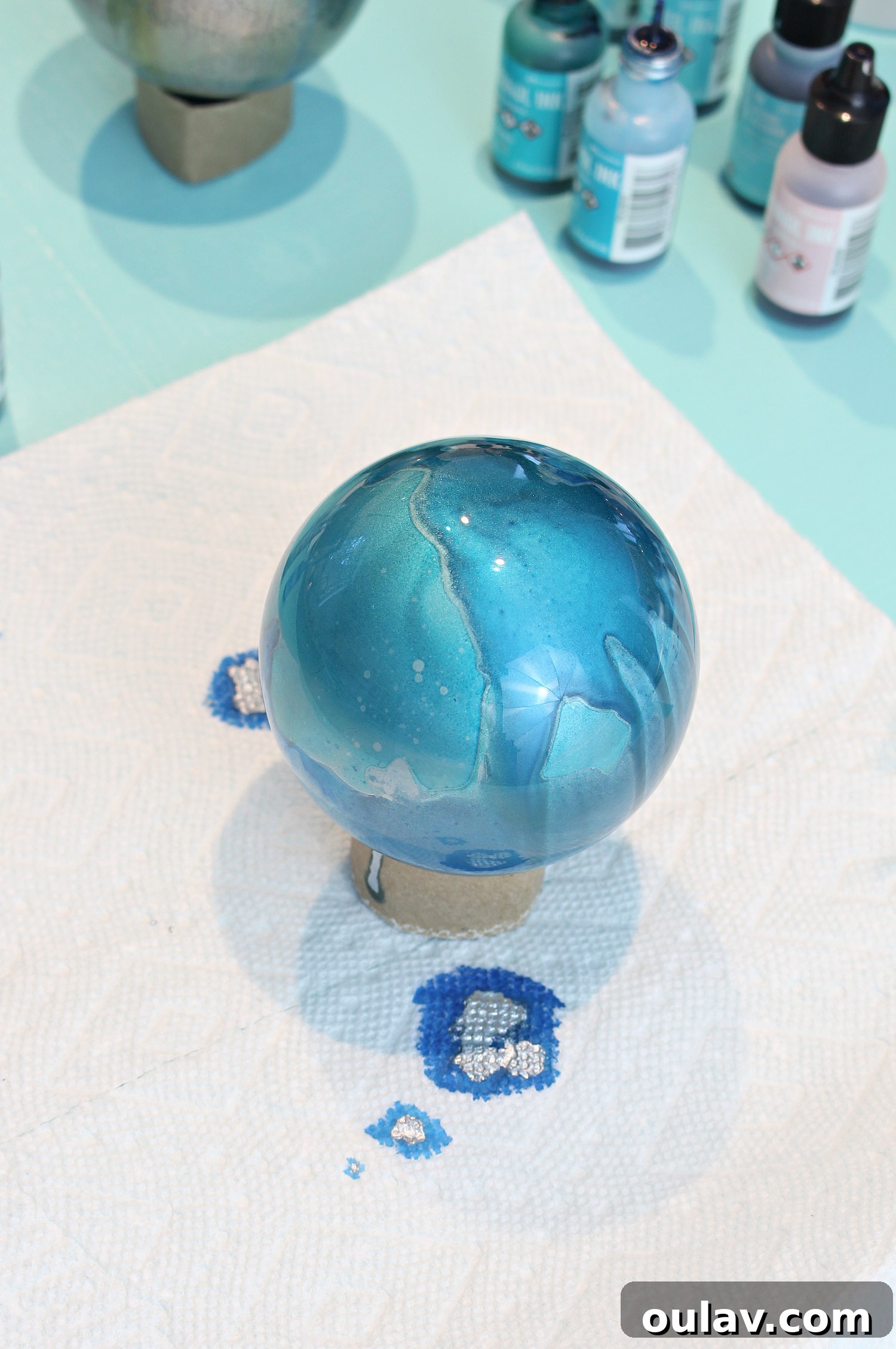 Using Alcohol Inks on Glass: Finished Ornaments