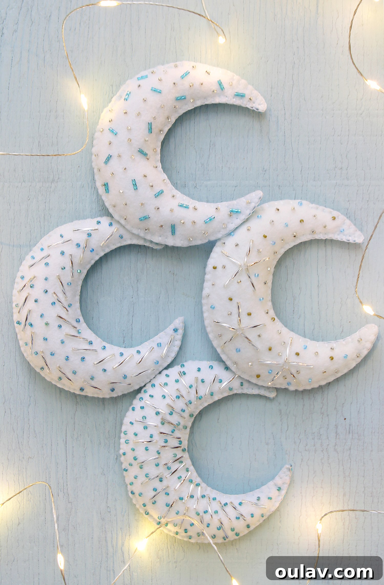 DIY Felt Moon Christmas Tree Ornaments