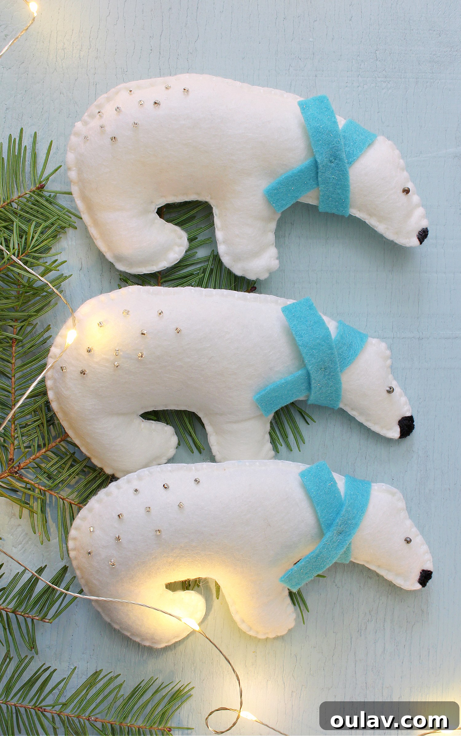 How to Make Felt Polar Bear Ornaments