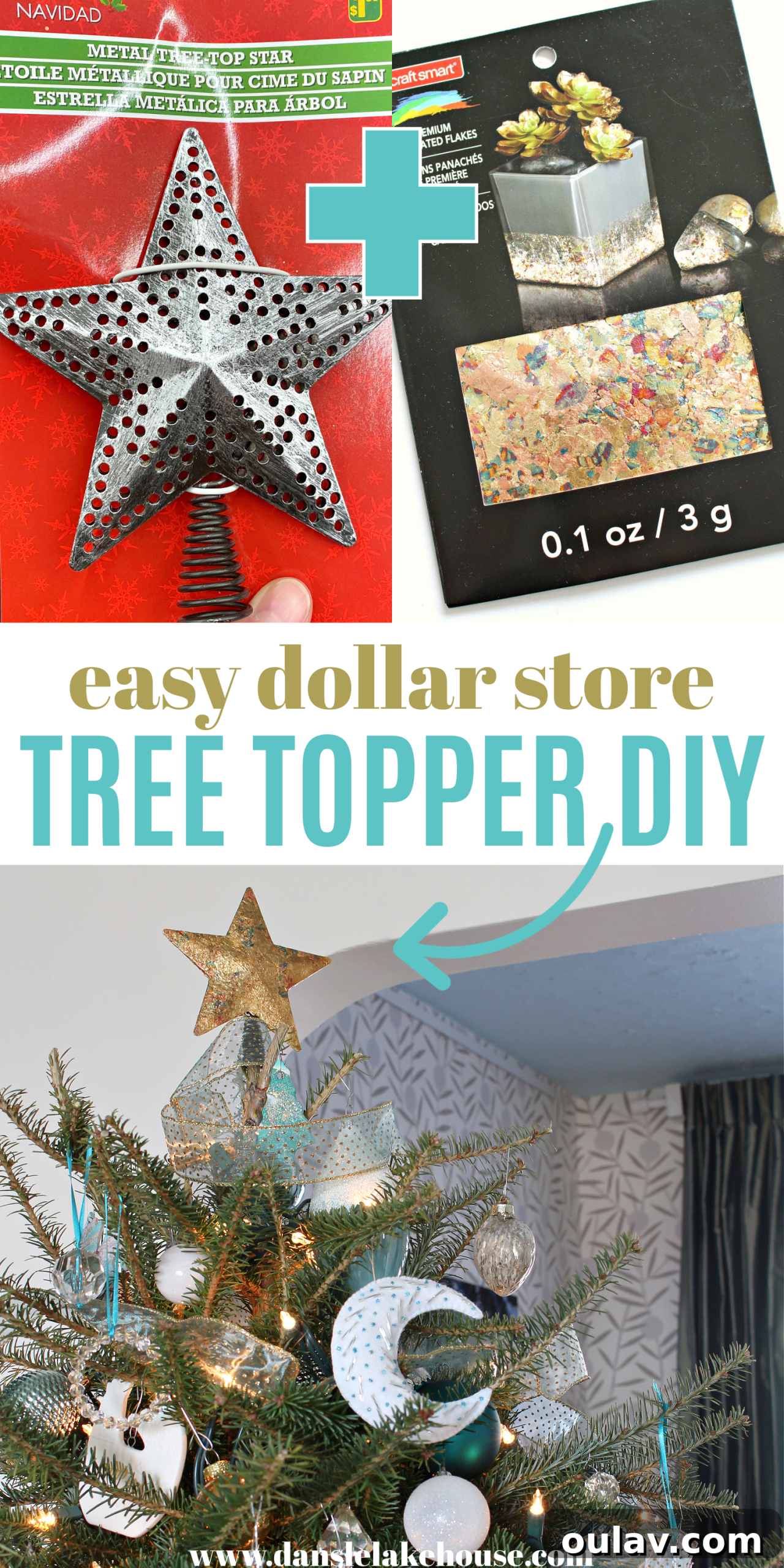 Dollar Store Sparkle: DIY Tree Topper 10 DIY Tree Topper Dollar Store Hack - Pinterest Pin