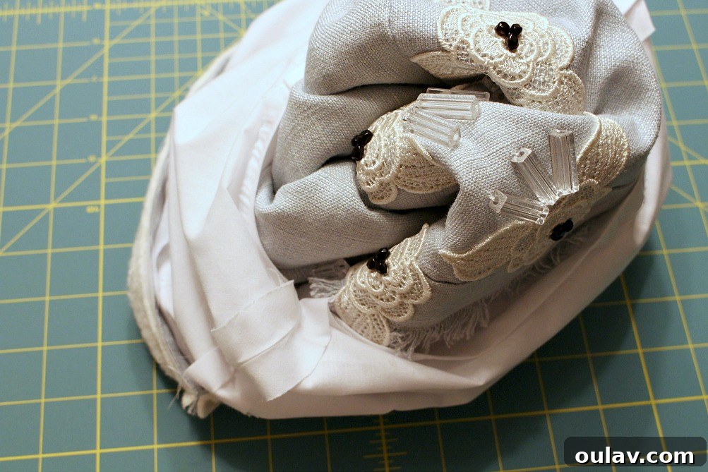 Crafting a Sparkling Lace Tea Cozy 21 Turning the DIY Tea Cozy Right Side Out