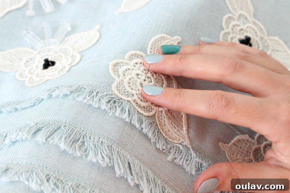 Crafting a Sparkling Lace Tea Cozy 6 Close-up of Handmade Beadwork for Tea Cozy