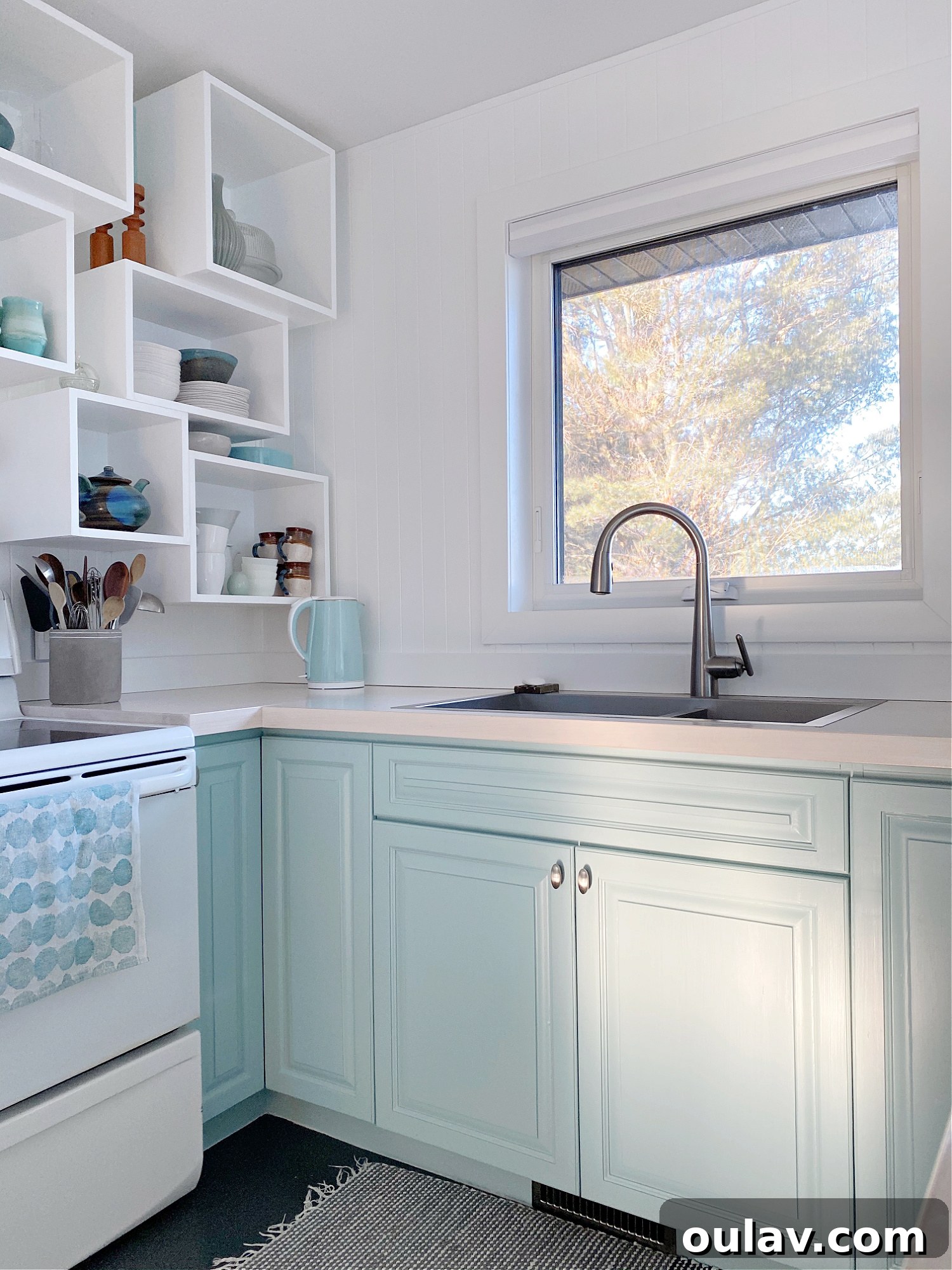 DIY Coastal Kitchen Design with Painted Cabinets