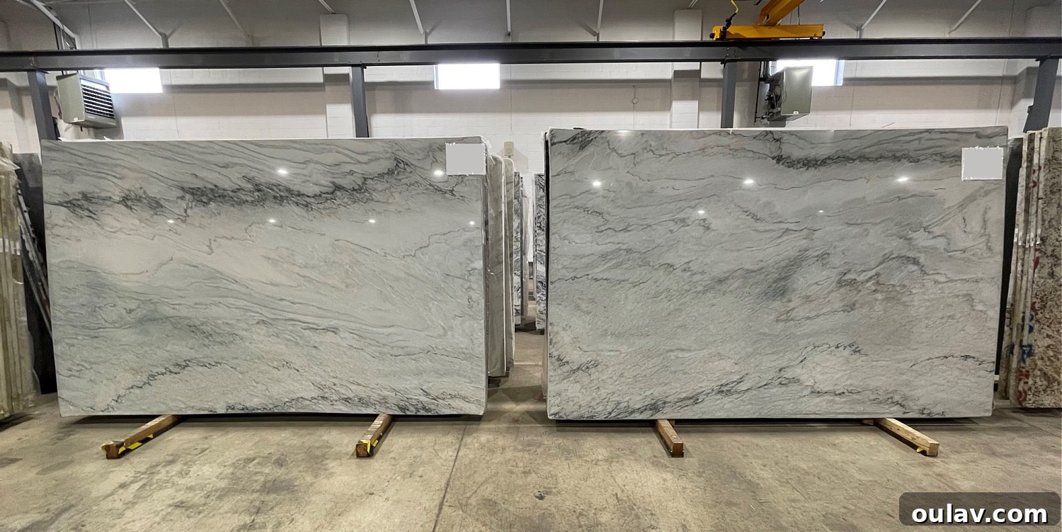 My Quest for Stone Kitchen Counters 11 Side-by-side comparison of two quartzite slabs, revealing similarity and photo discrepancy from original image