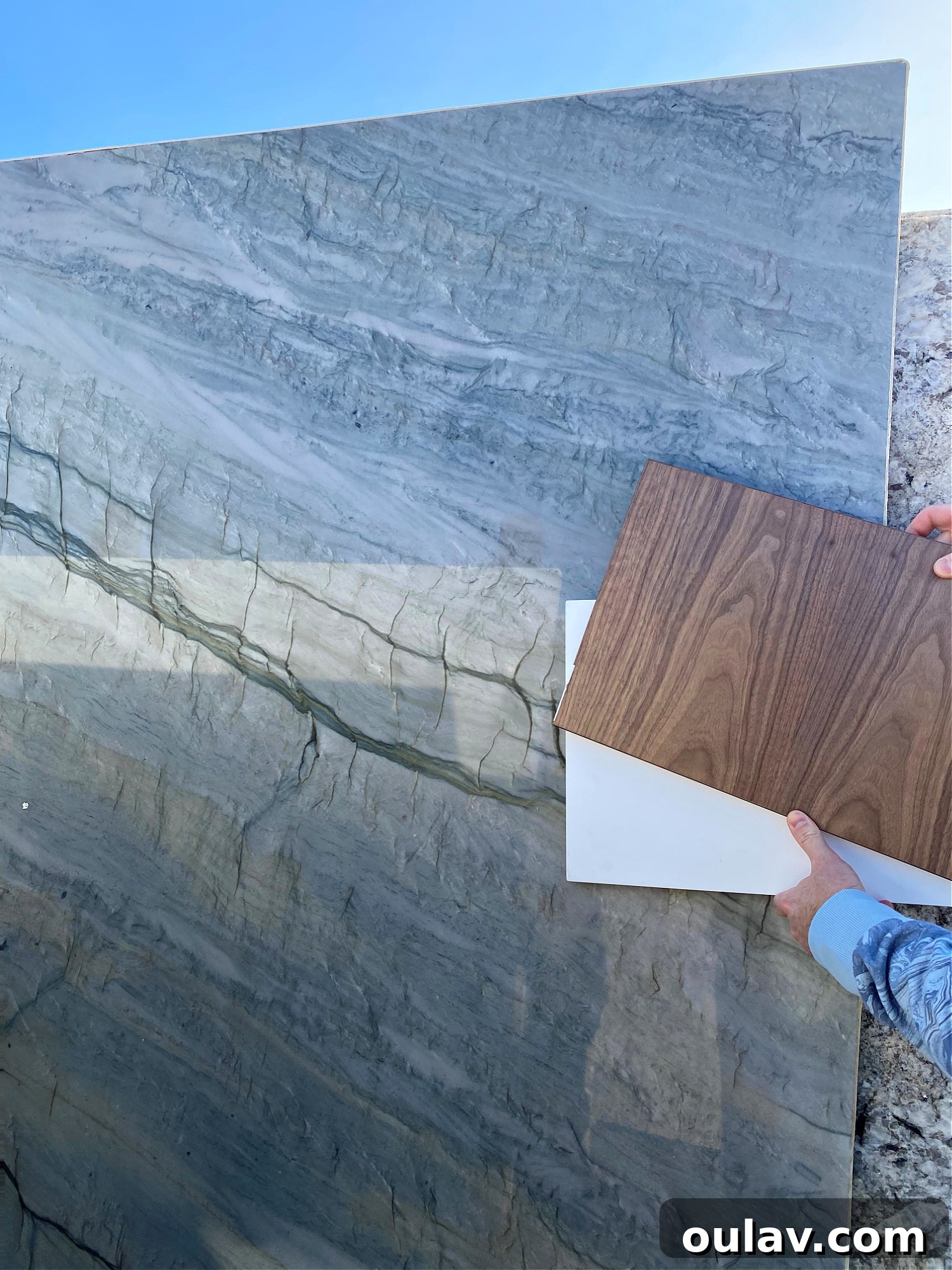 My Quest for Stone Kitchen Counters 5 Ocean Blue Quartzite slab showing deep, dark hues