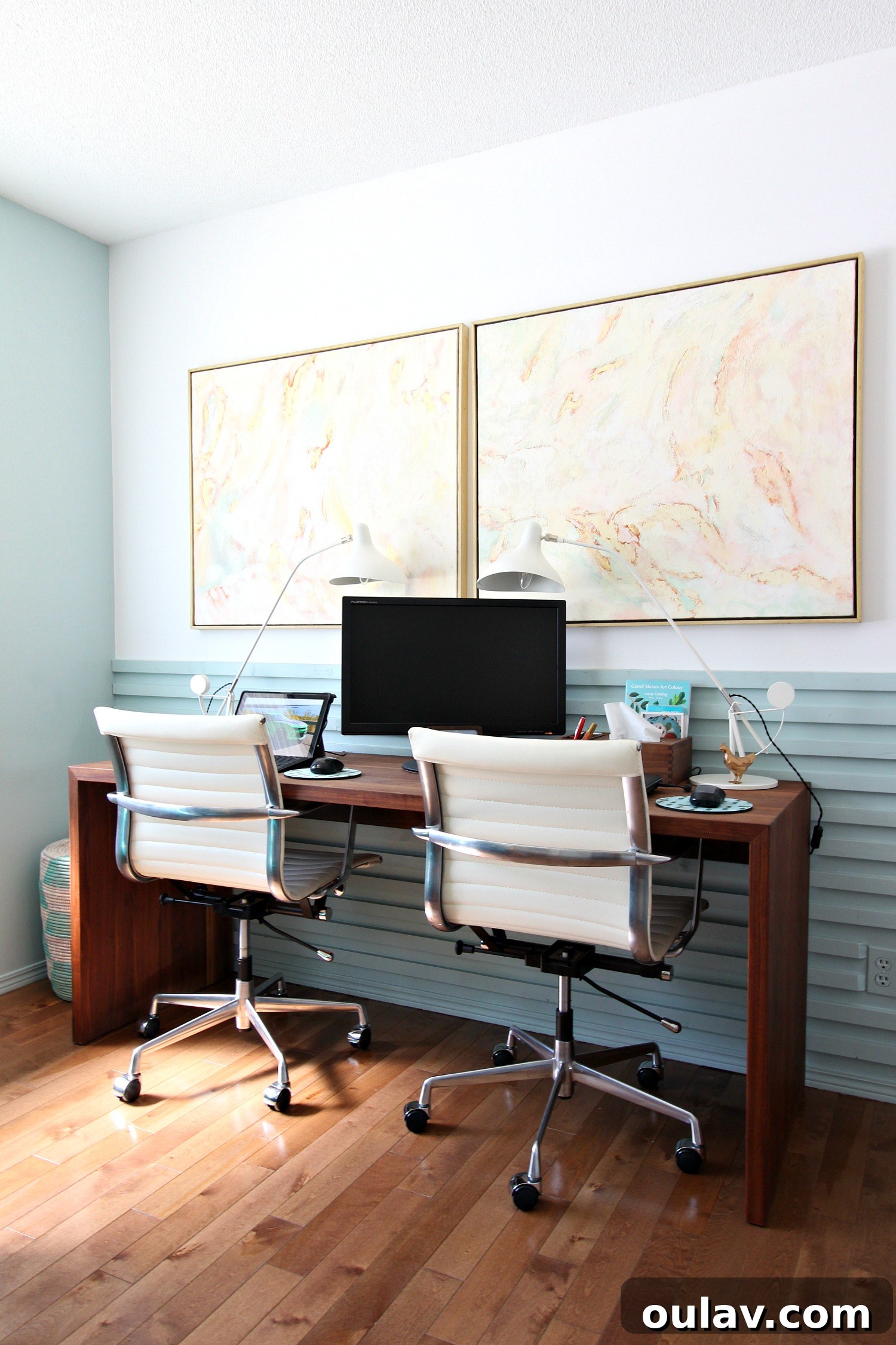 Grandpa's Brushstrokes: A Family Art Journey 12 Mid-century Modern Style Home Office Design featuring Bert Weir Art