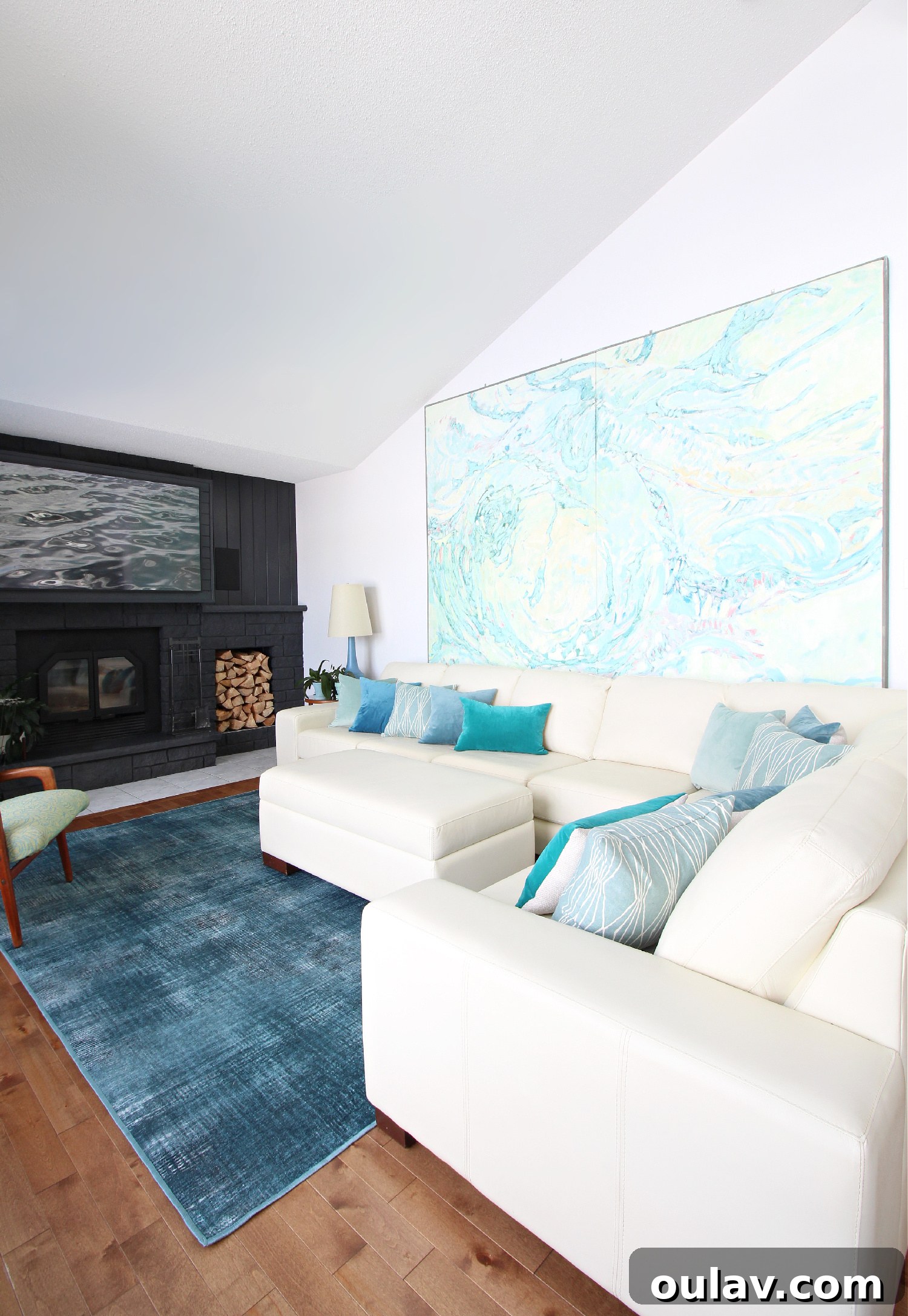 Grandpa's Brushstrokes: A Family Art Journey 23 Coastal Living Room Design with large Bert Weir artwork