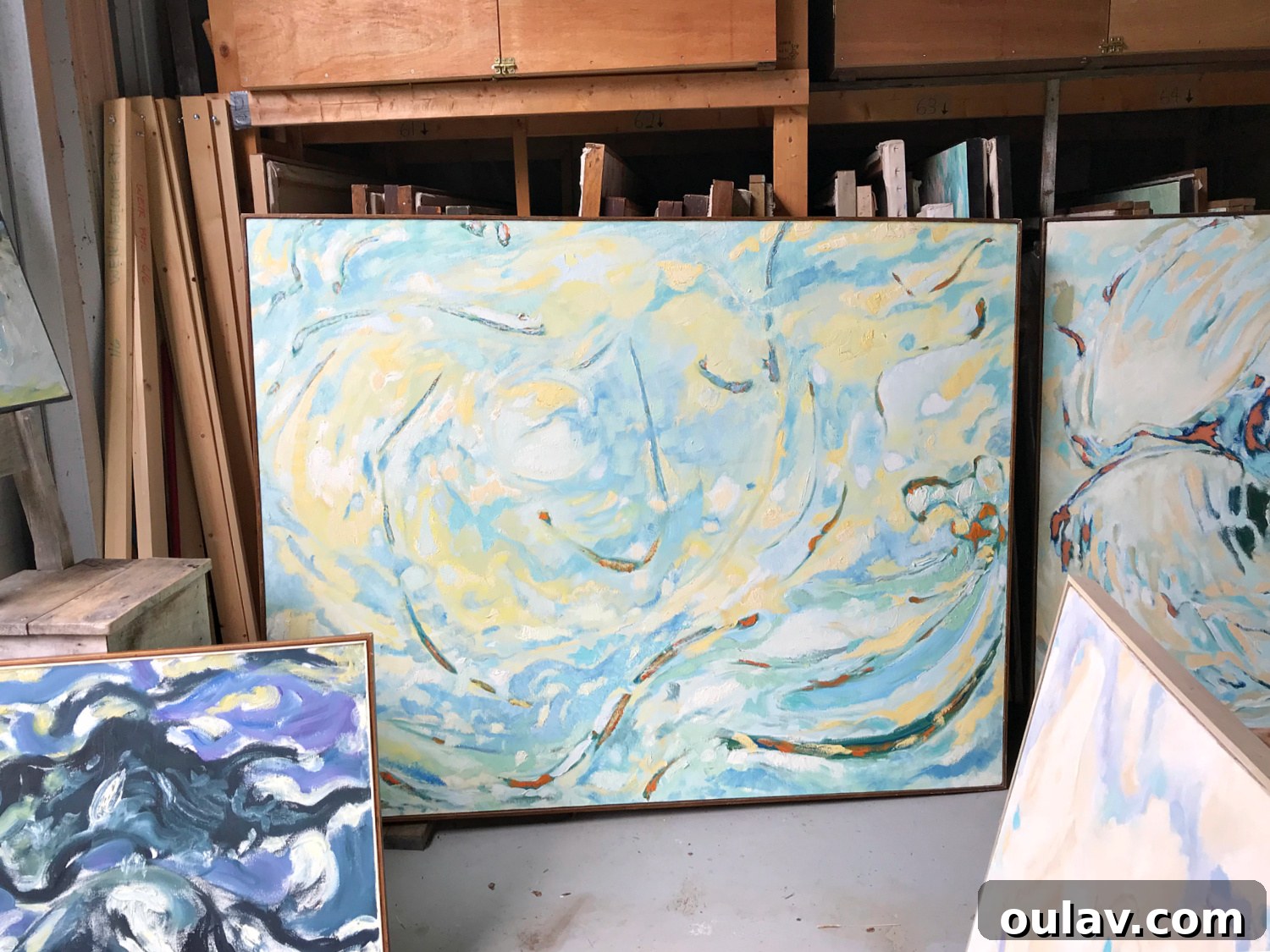 Grandpa's Brushstrokes: A Family Art Journey 32 Turquoise Abstract Painting by Bert Weir, a near selection