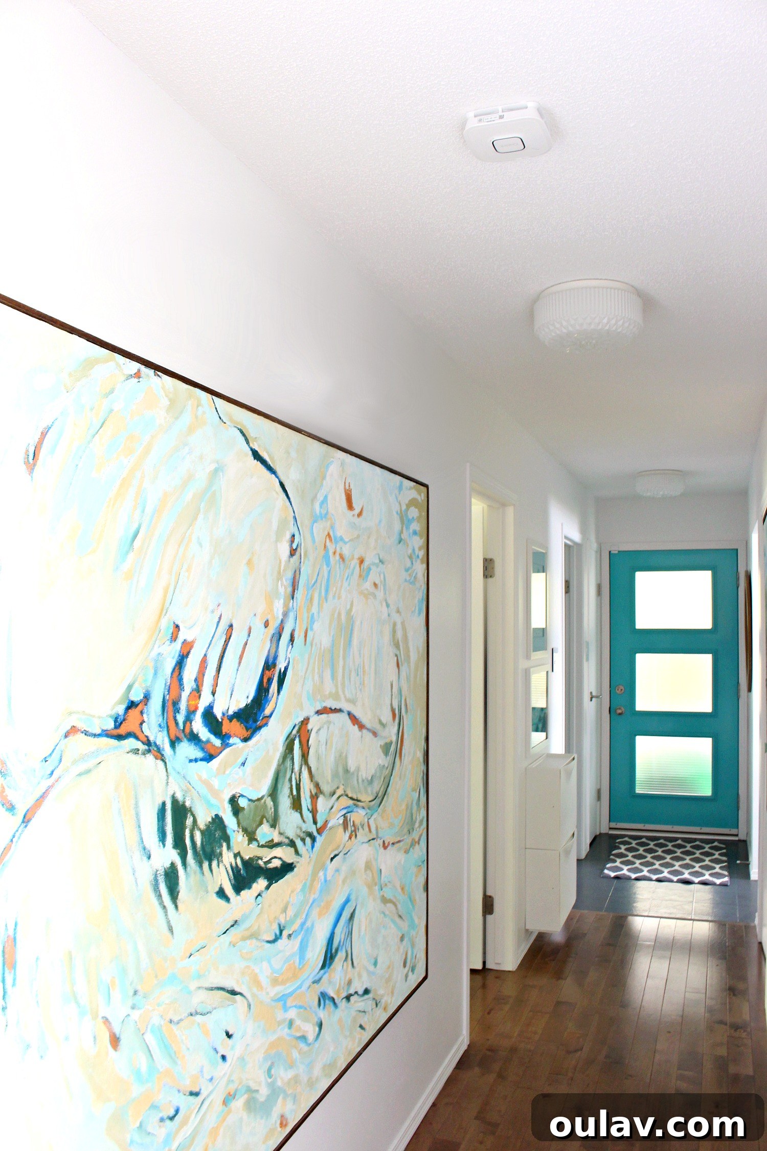 Grandpa's Brushstrokes: A Family Art Journey 35 Large Scale Abstract Art by Bert Weir in a hallway