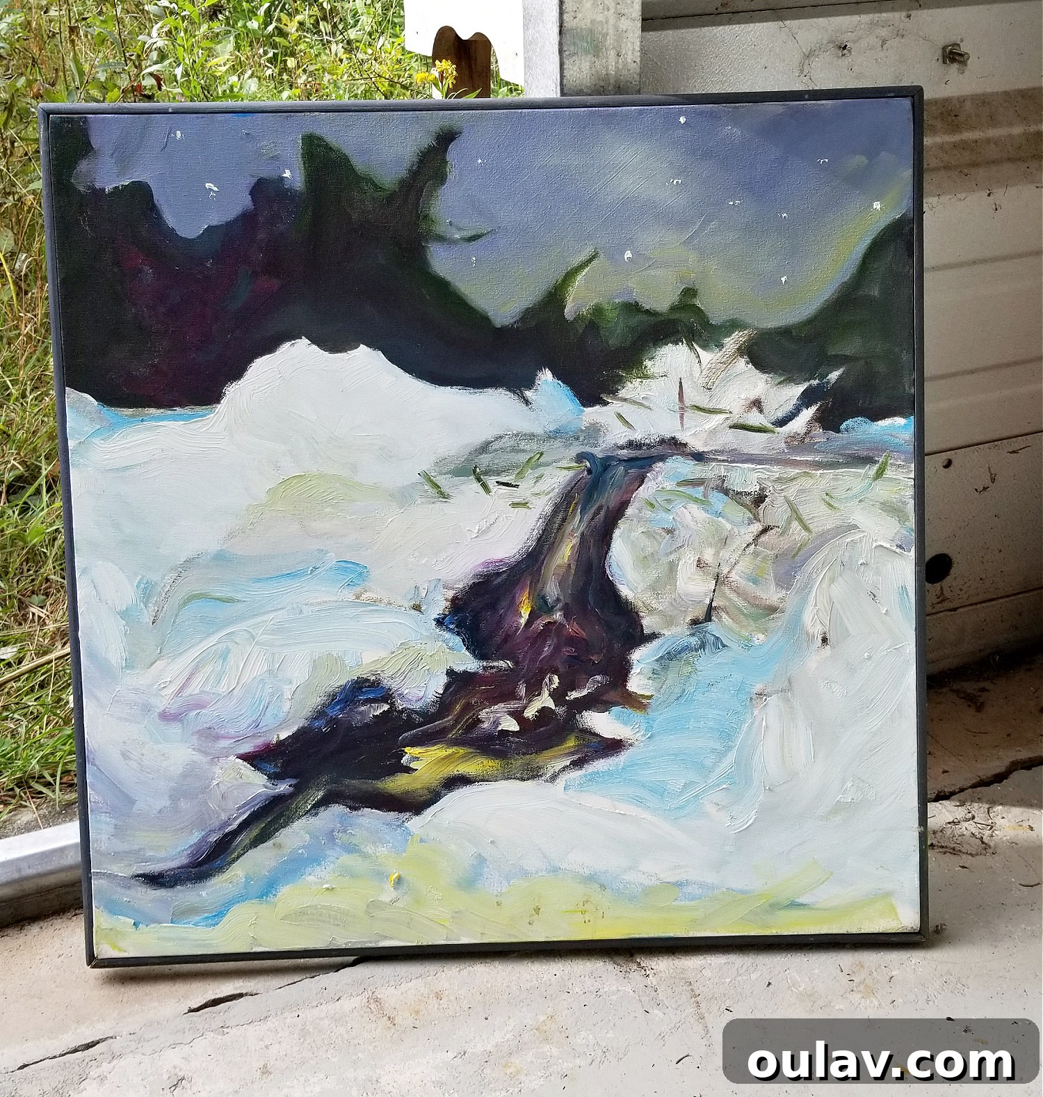 Grandpa's Brushstrokes: A Family Art Journey 36 Snowy Evening Painting by Bert Weir, a piece we almost kept