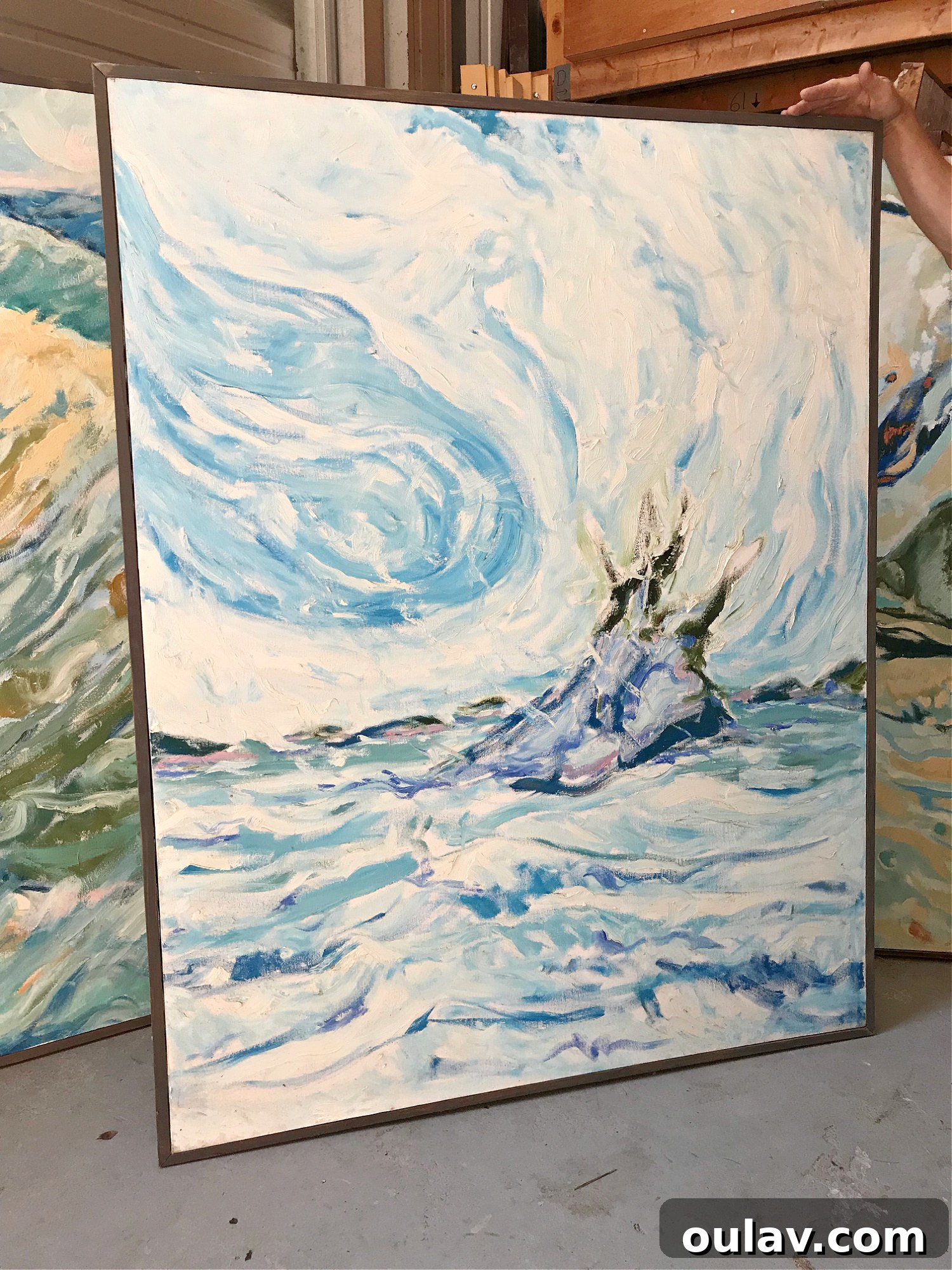 Grandpa's Brushstrokes: A Family Art Journey 57 Calming Blue Painting by Bert Weir, a piece we admired