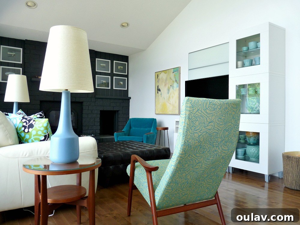 Grandpa's Brushstrokes: A Family Art Journey 7 Lake House Living Room featuring a prominent Bert Weir abstract painting