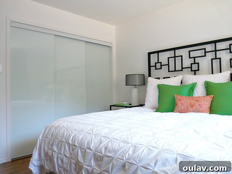 The Bedroom's Style Journey 12 Close-up of new closet doors and bedroom vignette