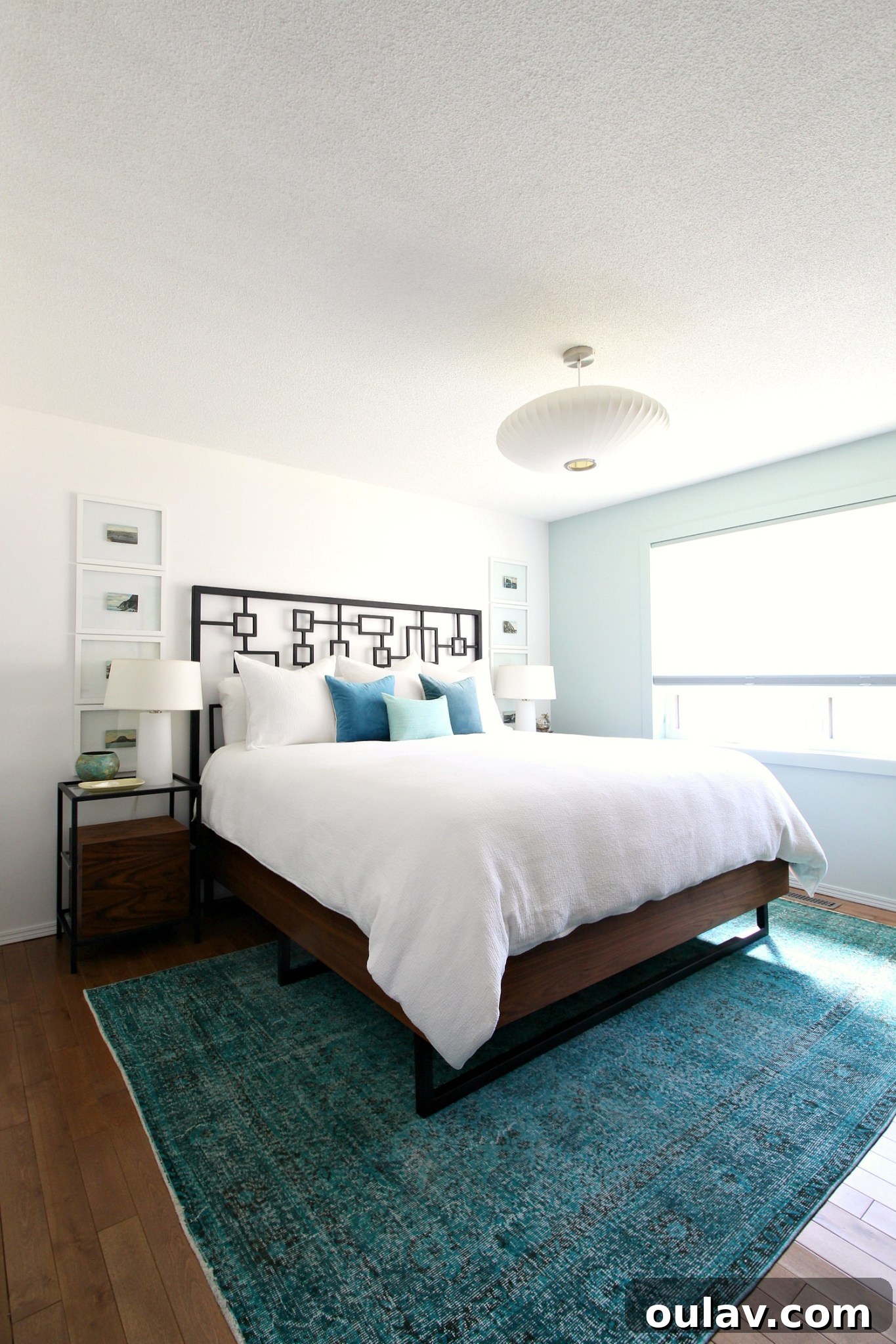 The Bedroom's Style Journey 23 Bedroom in 2020 with a striking vintage overdyed teal rug