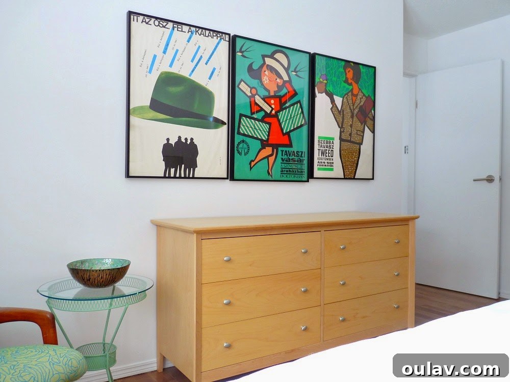 The Bedroom's Style Journey 6 Another view of the 2013 bedroom showing vintage chair and art