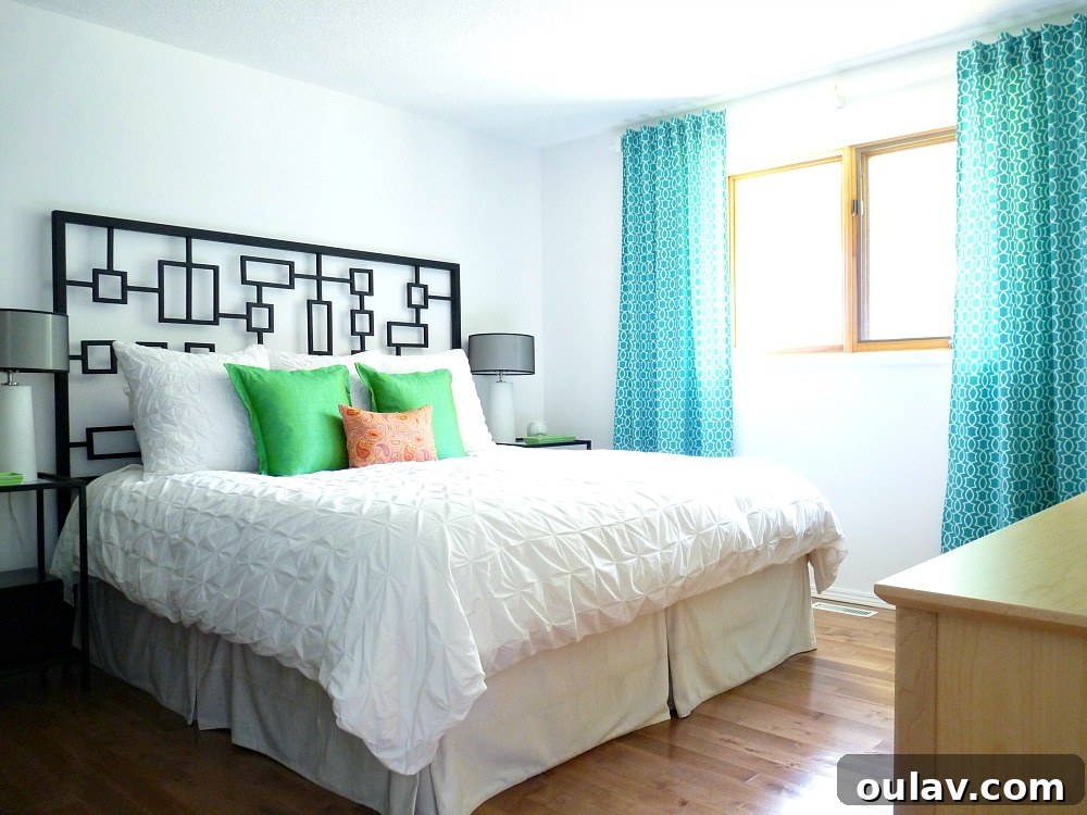 Bedroom in 2014 with new teal print curtains