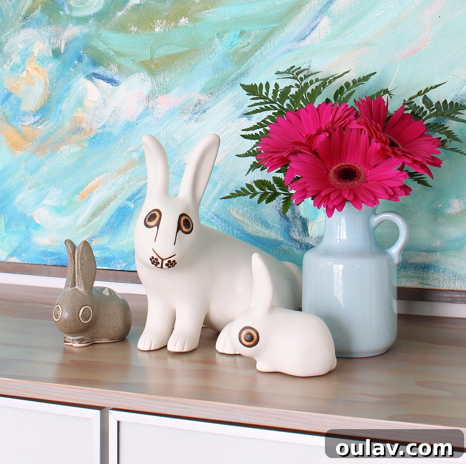 Thrifted Blooms: Vintage Charm for Your Spring Dining Room 16 Vintage Strawberry Hill Pottery Rabbit Close-up