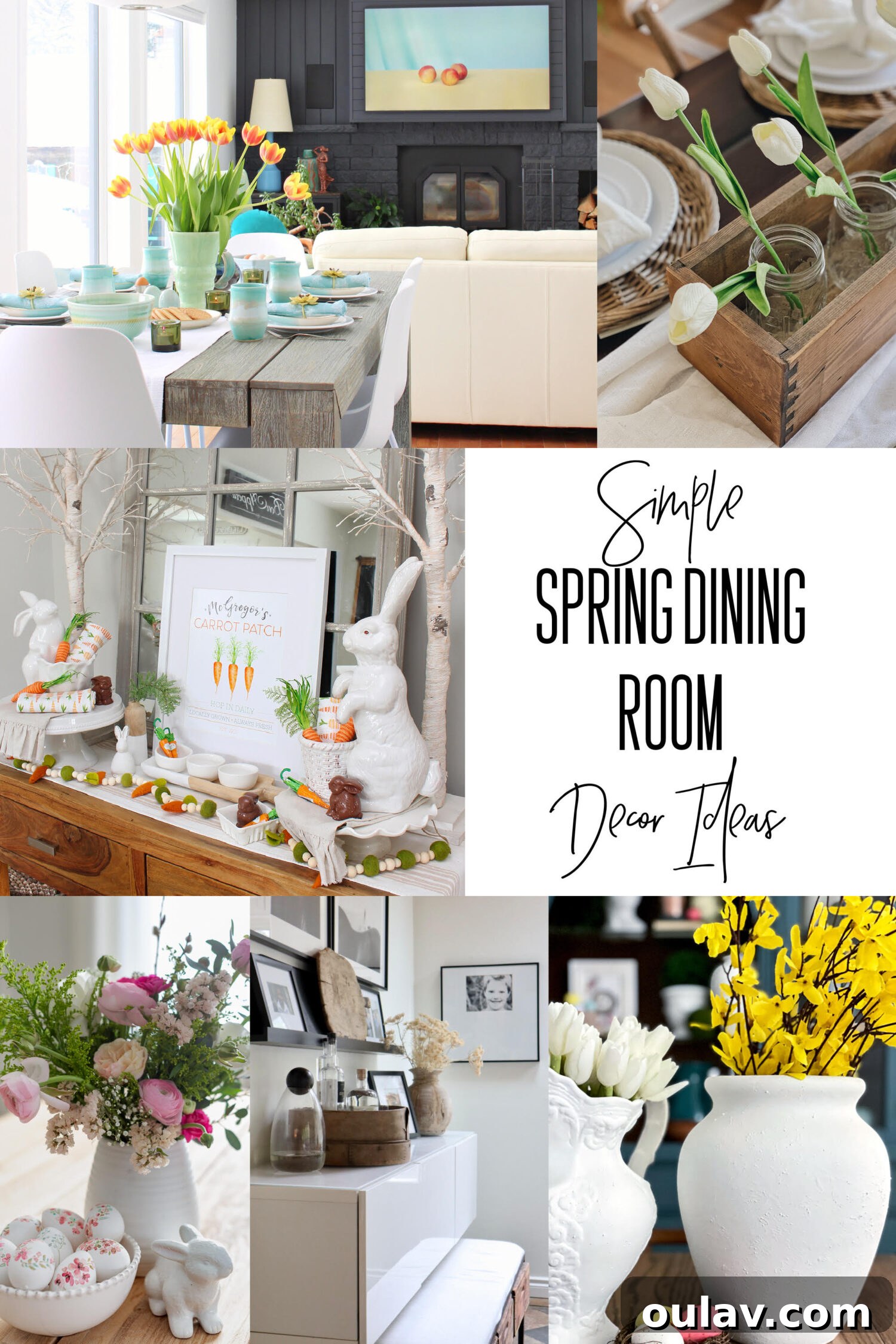 Thrifted Blooms: Vintage Charm for Your Spring Dining Room 22 Spring Dining Room Decor Ideas - Pin for Later