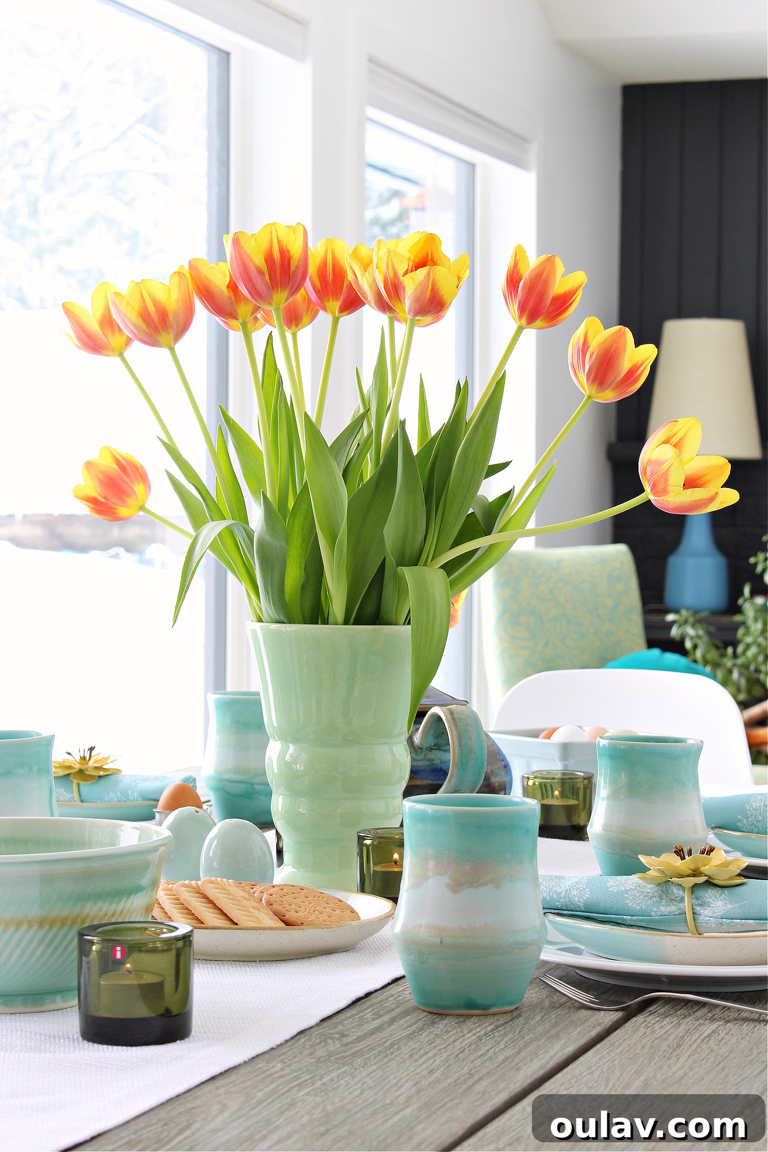 Thrifted Blooms: Vintage Charm for Your Spring Dining Room 6 Aqua and Mint Spring Dining Table Setting with Vintage Touches