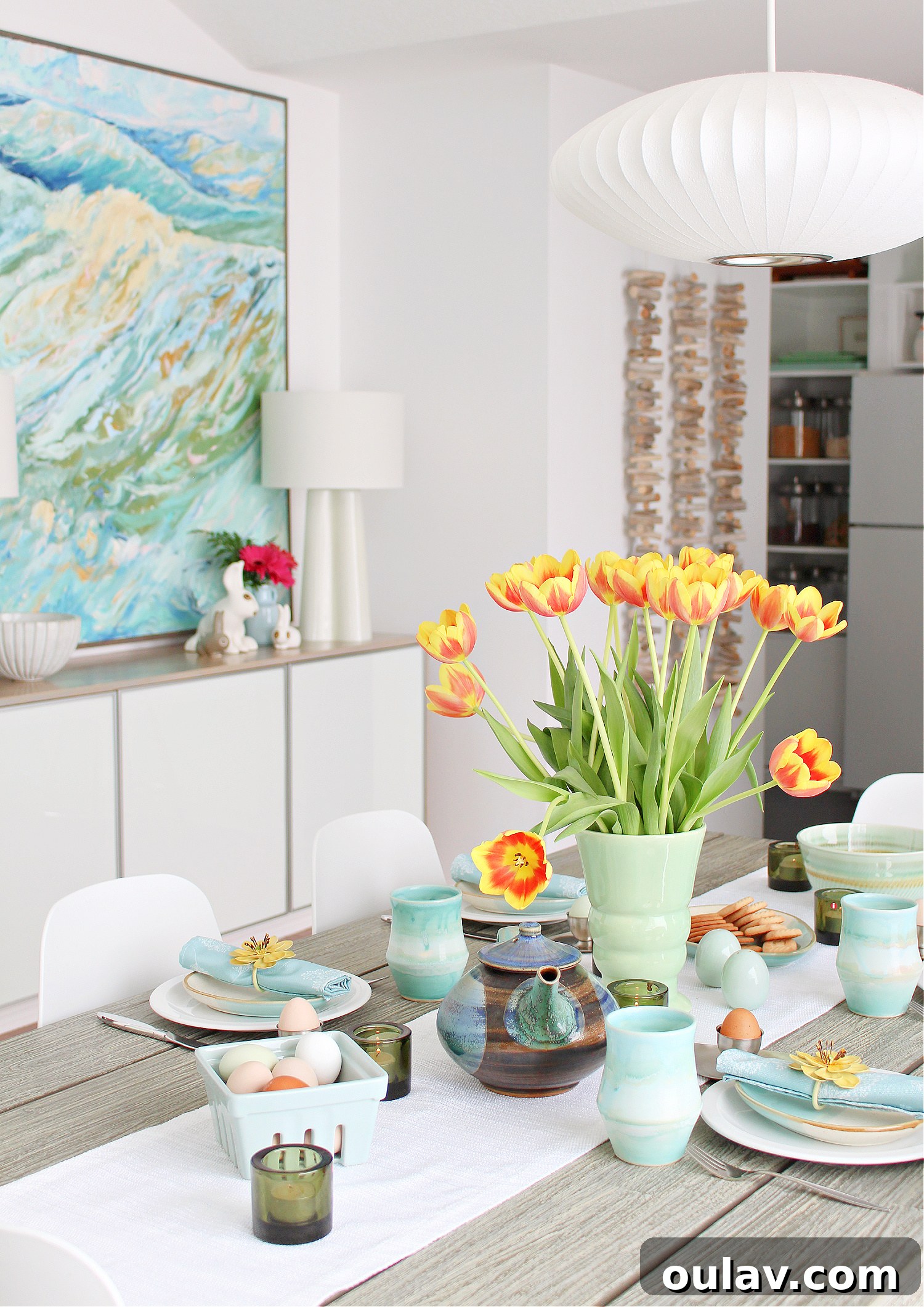 Thrifted Blooms: Vintage Charm for Your Spring Dining Room 8 Spring Pottery Collection with Egg Plates