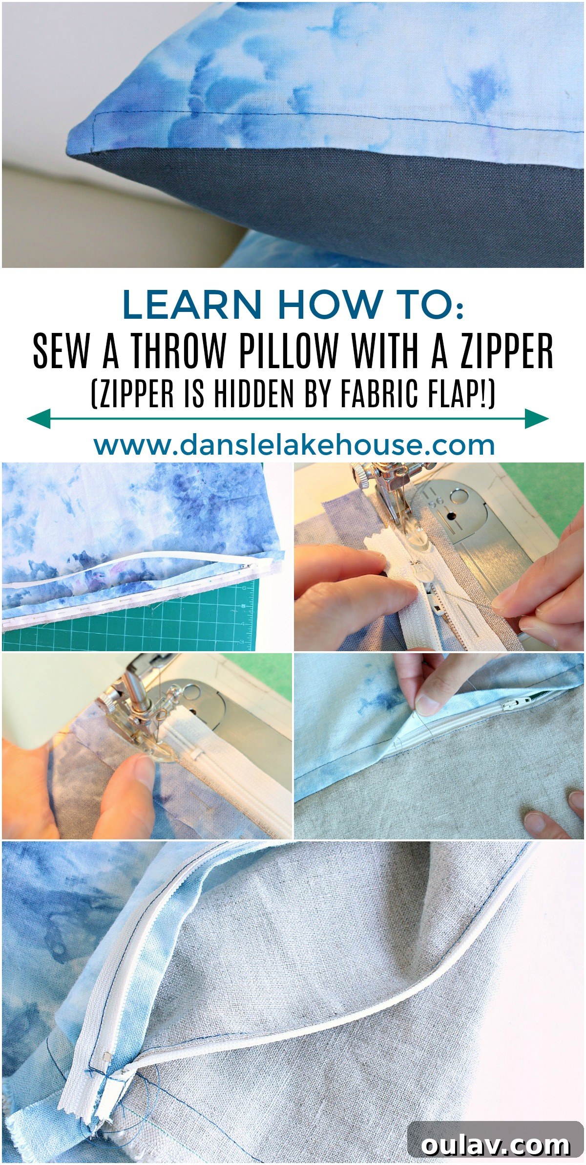 Crafting the Perfect Pillow with a Covered Zipper 35 EXCELLENT DIY throw pillow tutorial - TONS of photos, step-by-step instructions. Learn How to Sew a Throw Pillow with a Zipper. A Flapped zipper is hidden and much easier than an invisible zipper - but adds a polished look to homemade throw pillows.
