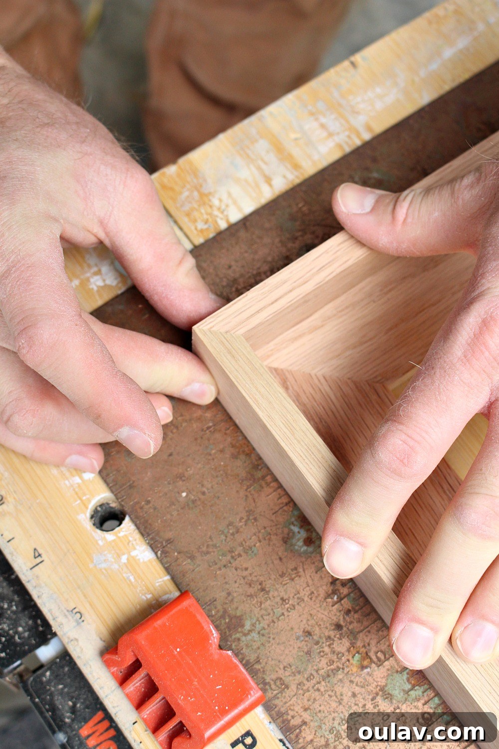Simple Floating Frame Craft 15 Dry fitting the DIY floating frame with a framing square for perfect corners