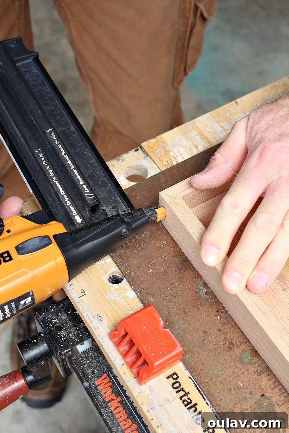 Simple Floating Frame Craft 17 Nailing the corners of the DIY wood frame for canvas art
