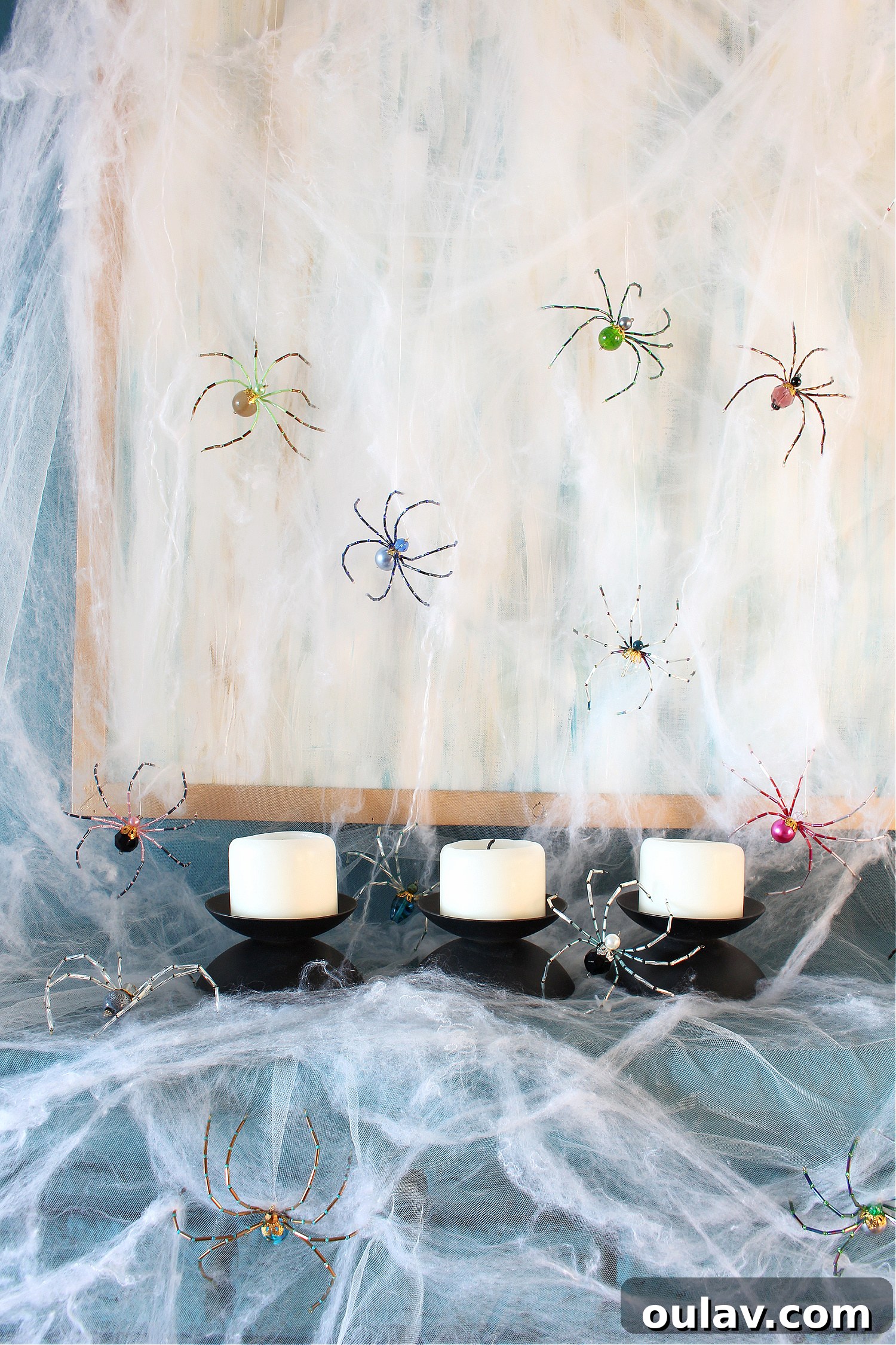 Eerie Elegance: DIY Spiderweb Halloween Mantel 2 Stunning DIY Beaded Spider Halloween Mantel Decor