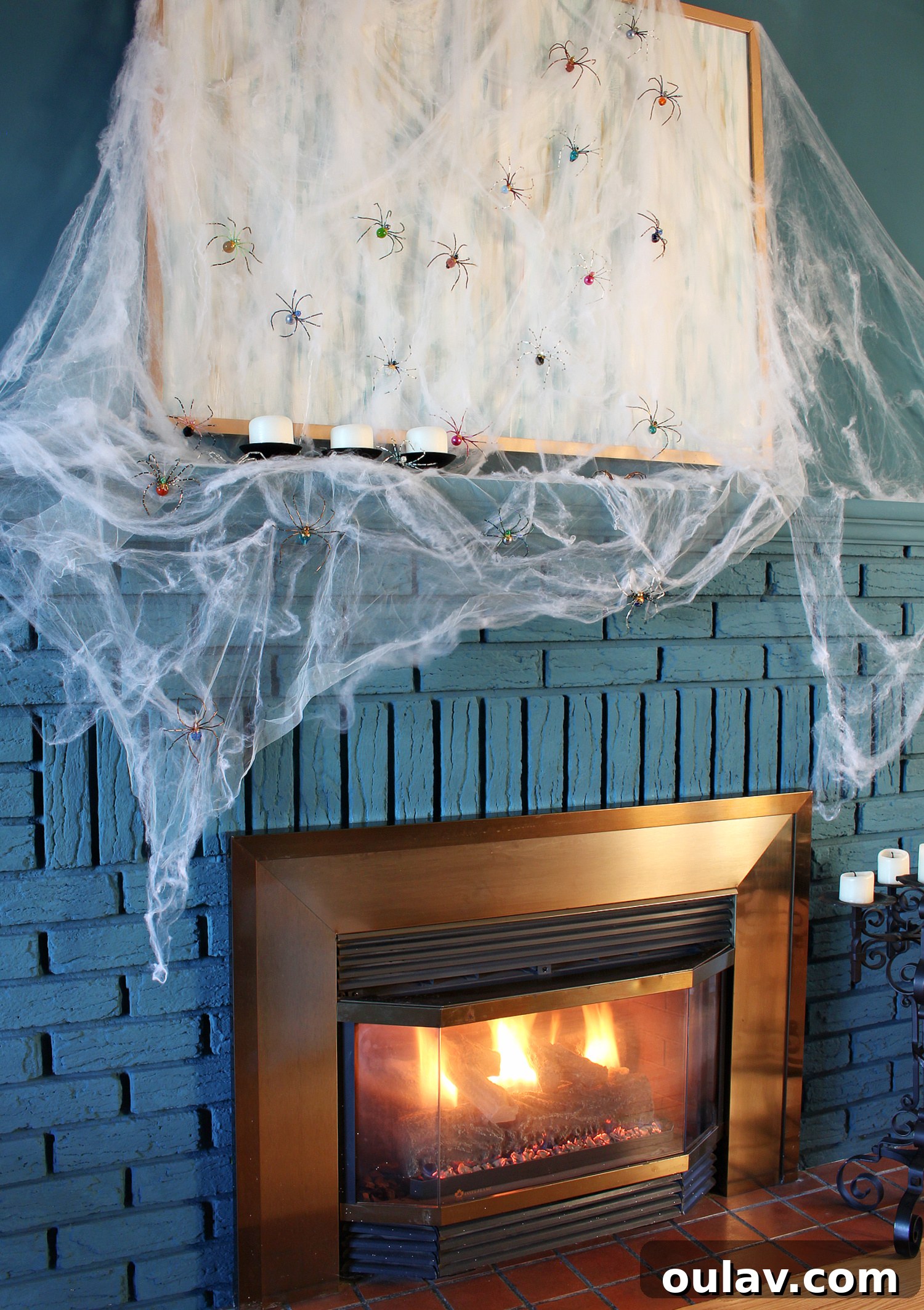 Eerie Elegance: DIY Spiderweb Halloween Mantel 12 Inspiring DIY Halloween Mantel Decor Idea