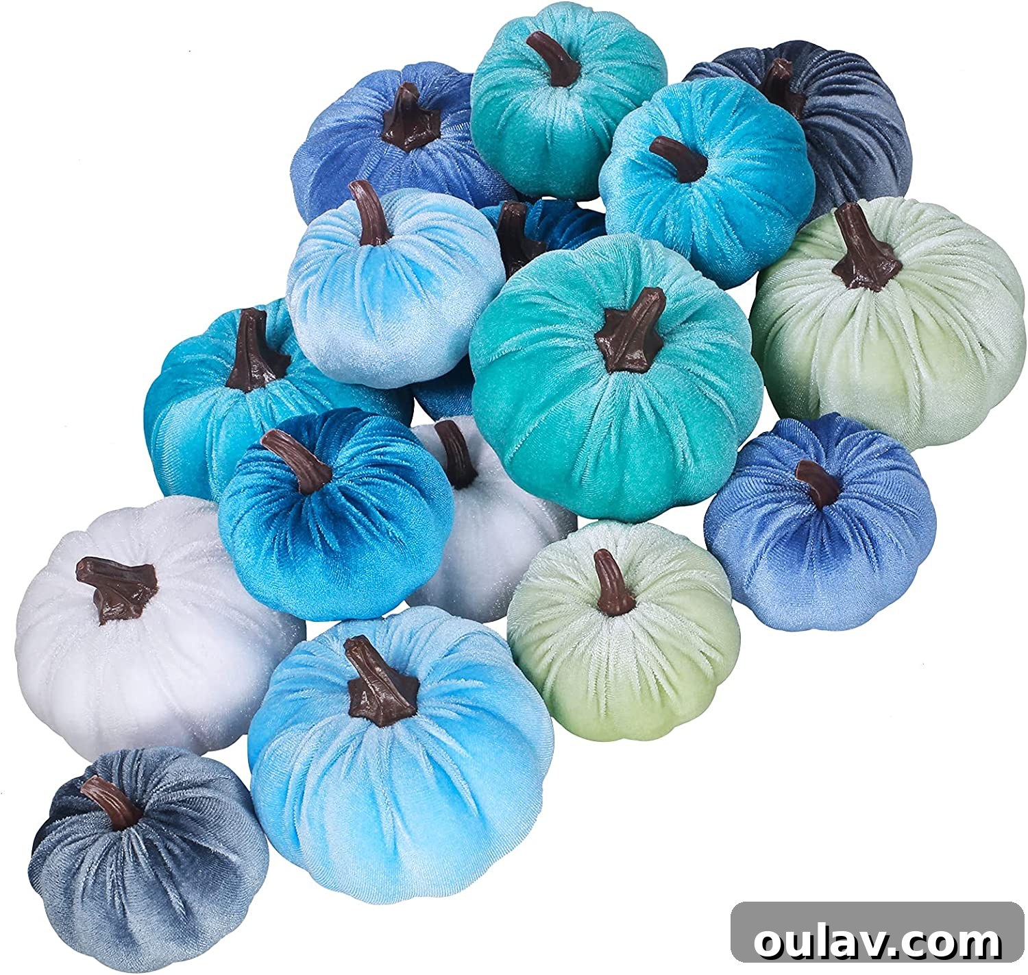 Modern Halloween Decor: DIY and Buy Smart 3 Teal Velvet Pumpkins