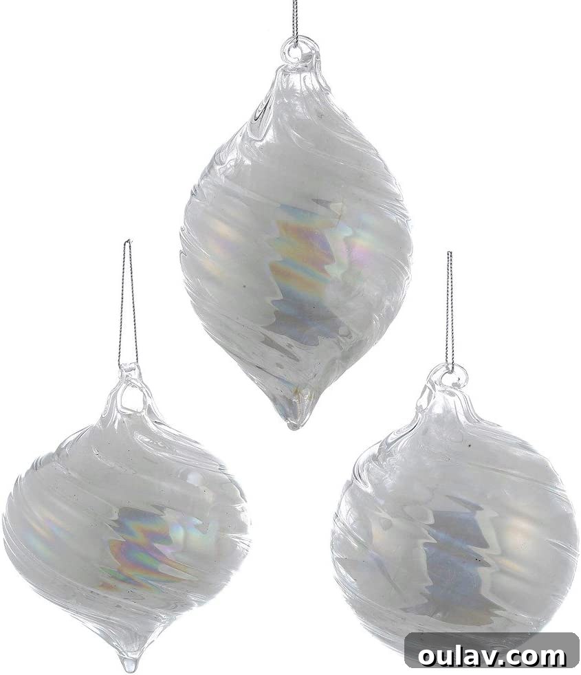 White Iridescent Tree Ornaments