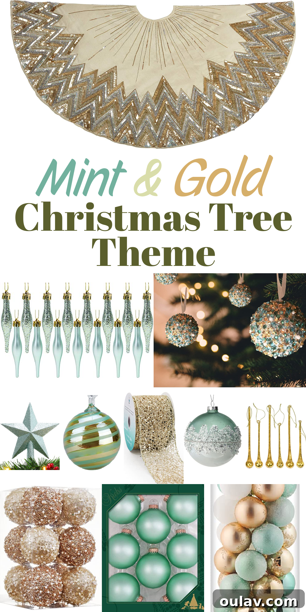 Mint and Gold Christmas Tree Theme
