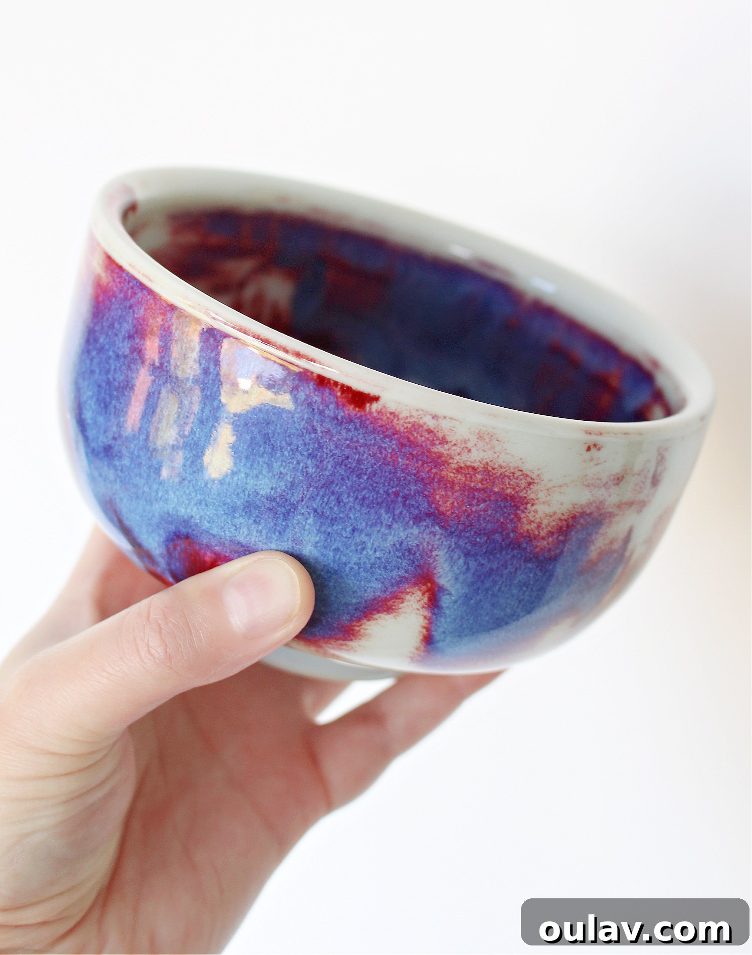 Unexpected Find at the Waste Site 4 Blue and Red Pottery Bowl