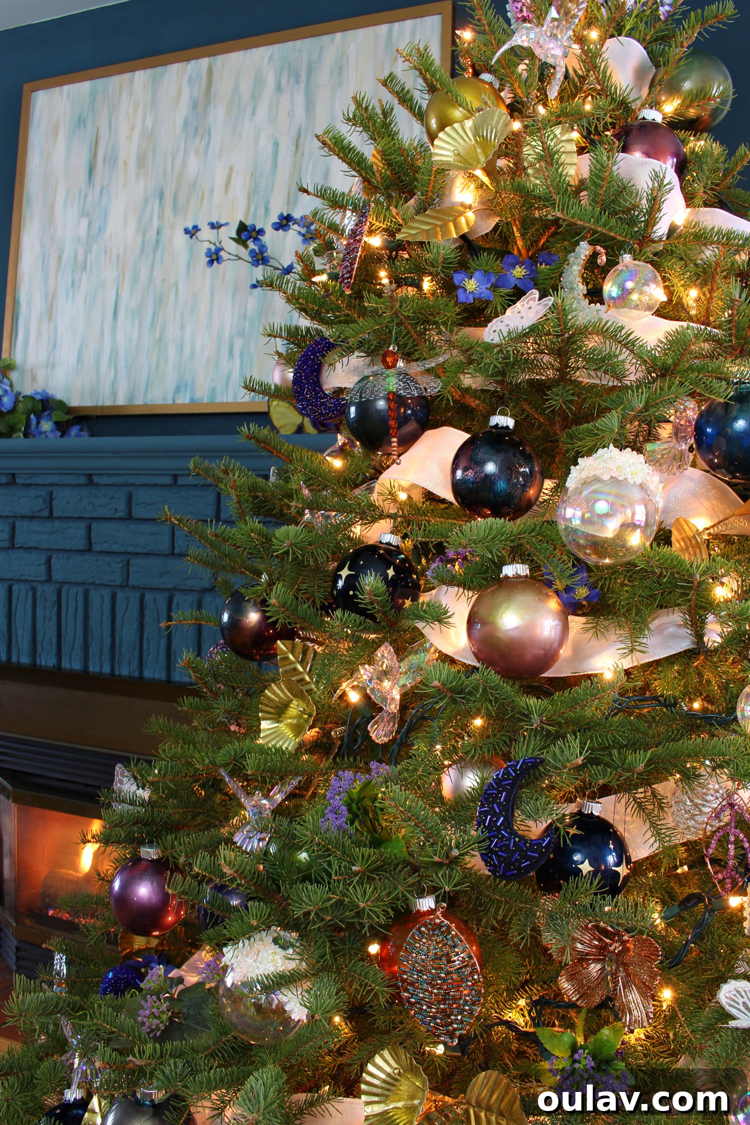 Jewel Toned Christmas Tree Theme featuring custom ornaments