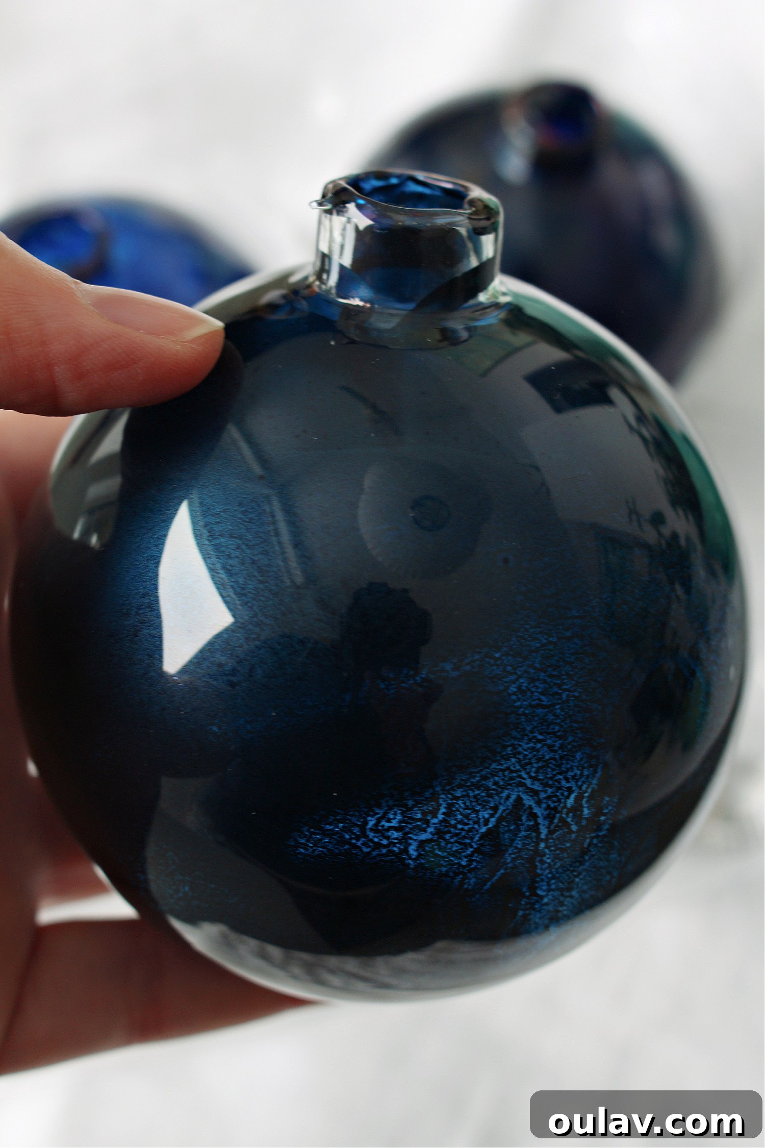 Cricut Starry Night Ornament Project 4 Alcohol Ink Ornament Idea featuring indigo and teal hues