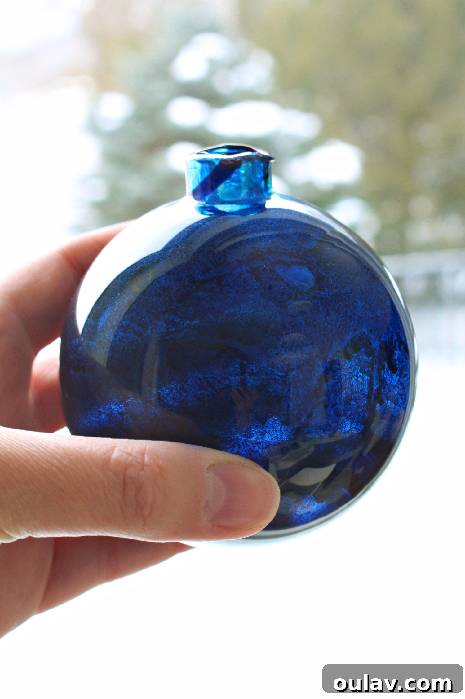 Cricut Starry Night Ornament Project 5 DIY Glass Ornament Painted Inside with deep blue