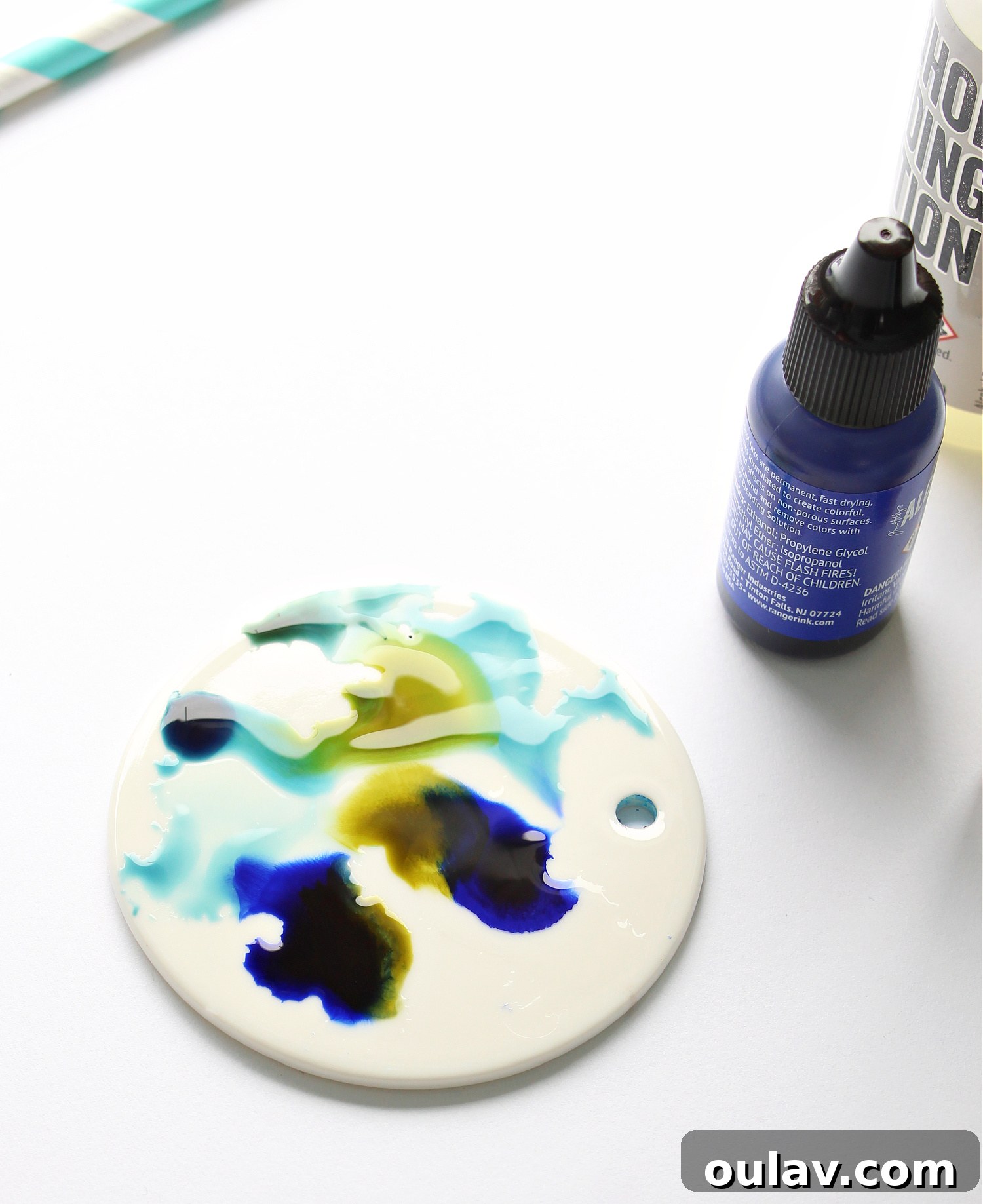 Alcohol Inks on Ceramic Ornaments