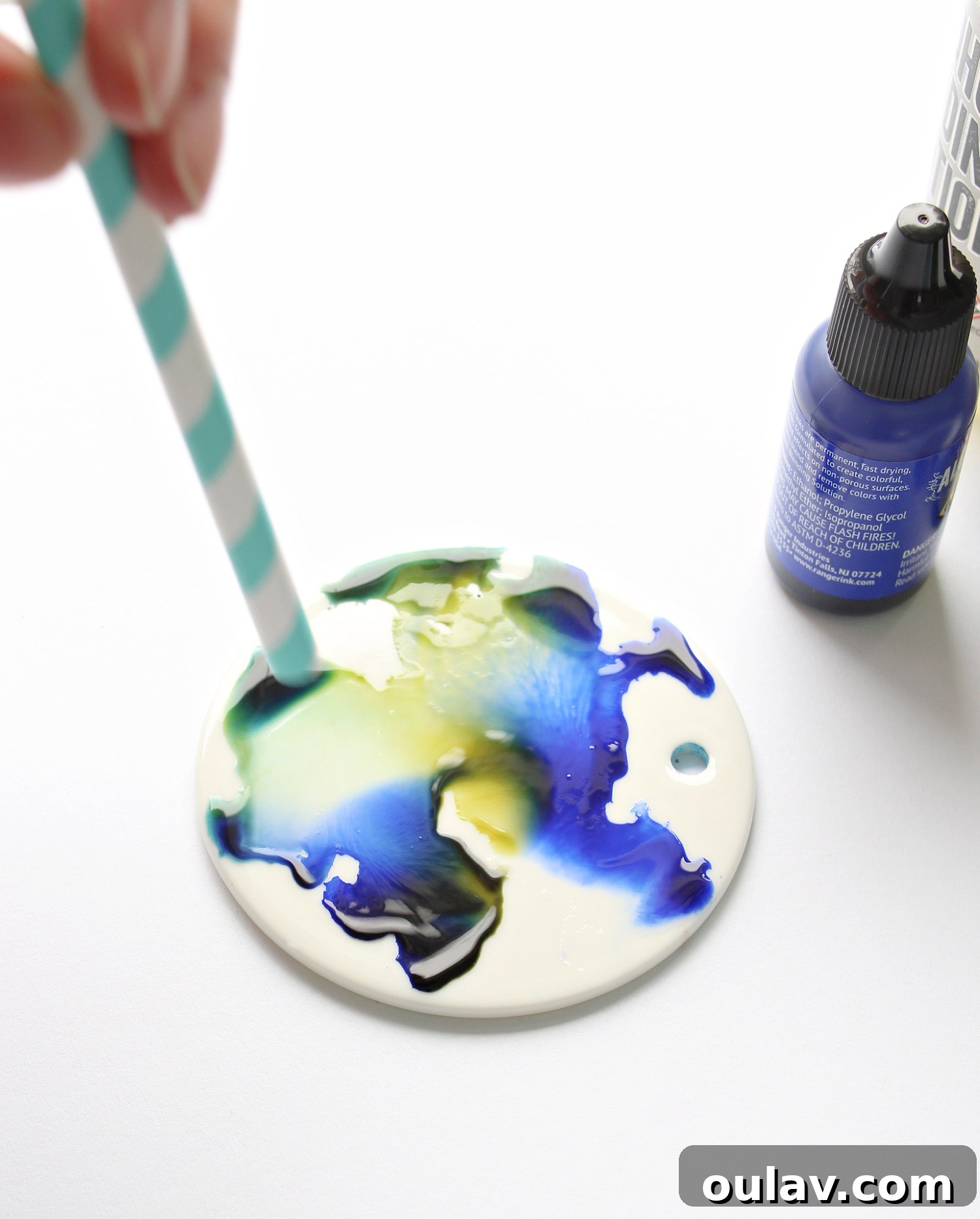 Alcohol Inks on Ceramic Ornaments