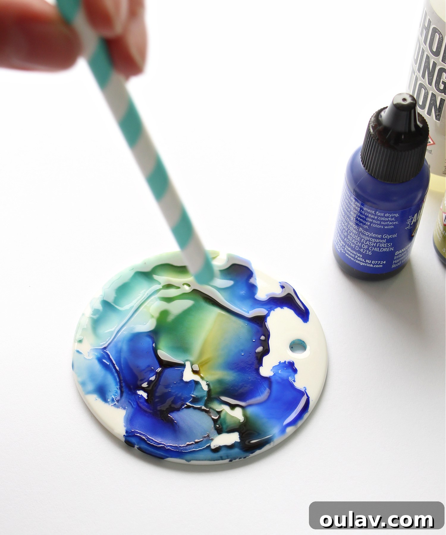 Alcohol Inks on Ceramic Ornaments