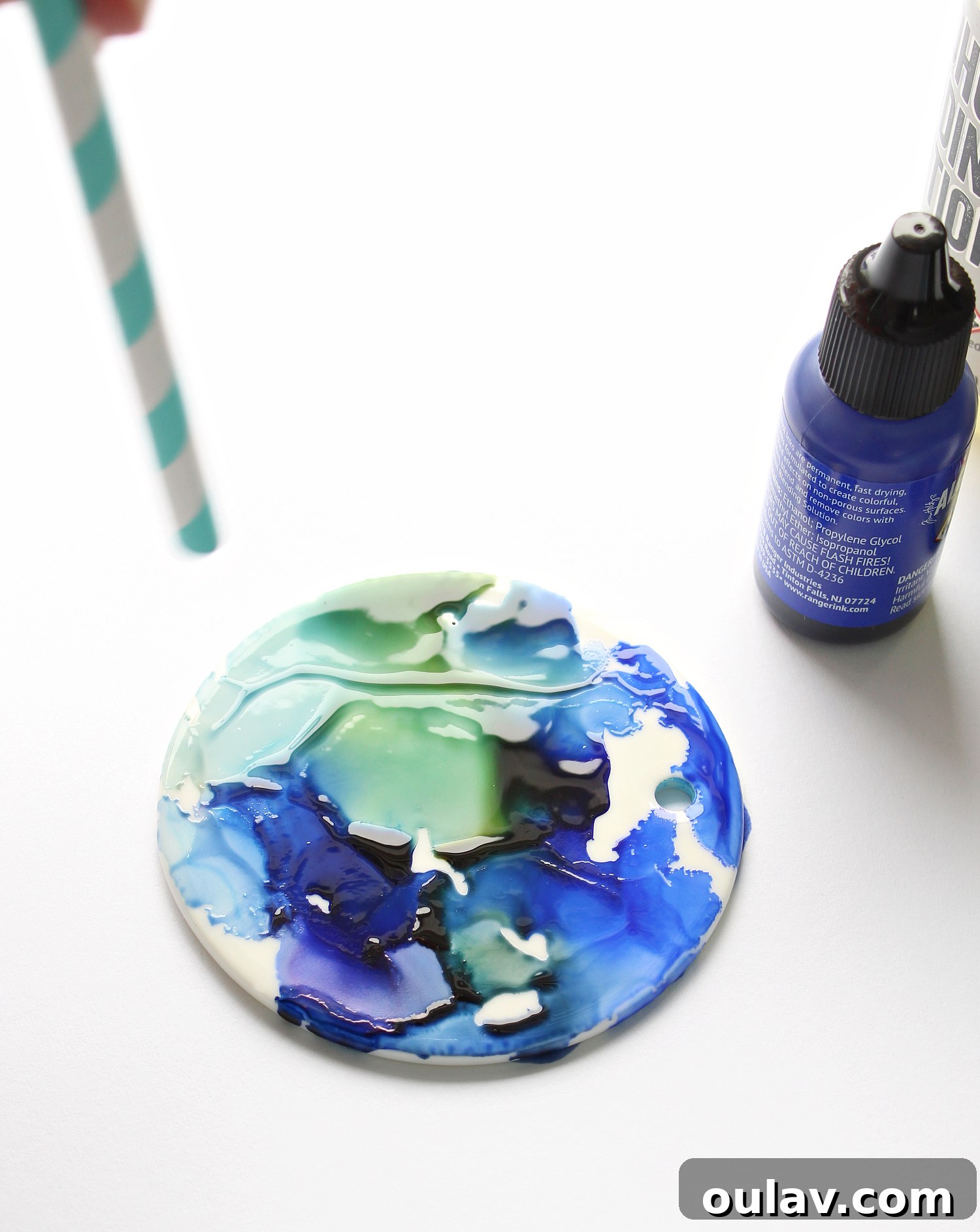 DIY Ceramic Alcohol Ink Ornament