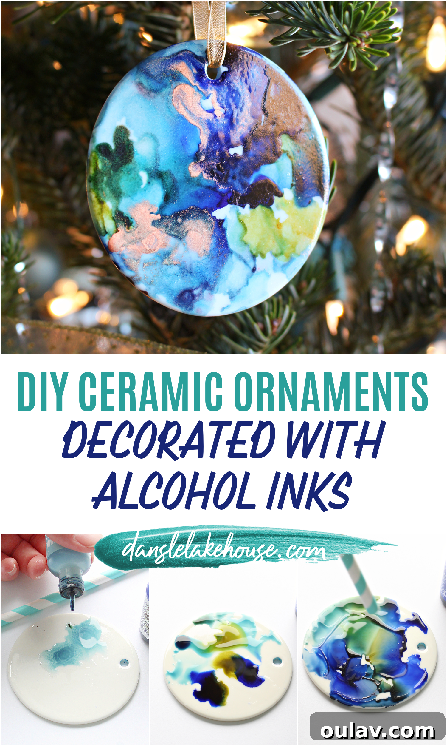 Decorate Ceramic Ornaments with Alcohol Ink 26 DIY Ceramic Ornaments Decorated with Alcohol Inks and Sealed
