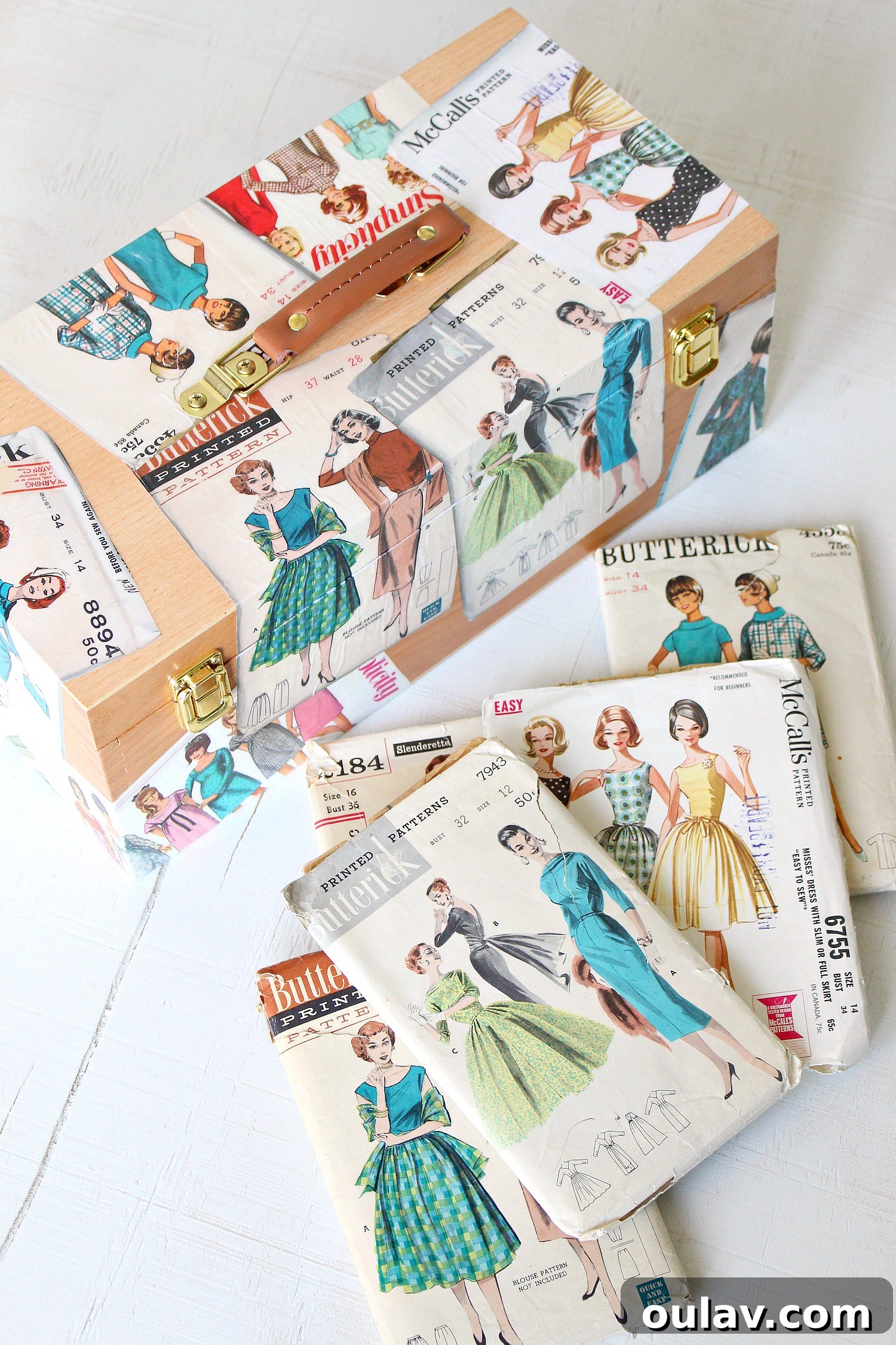 Vintage Pattern Revival: Decoupage a Personalized Sewing Box 2 DIY Vintage Pattern Decoupage Sewing Box: A Creative Craft Room Storage Idea
